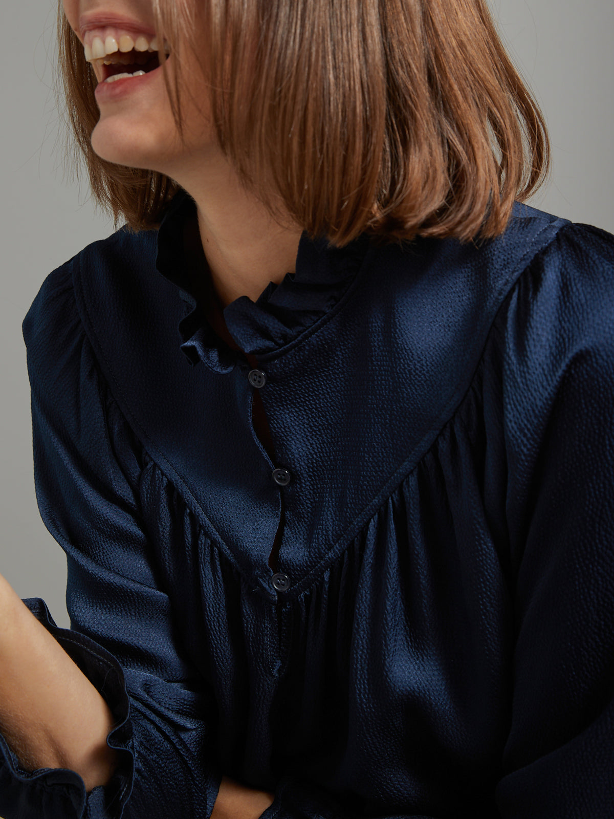 Blouse volantée femme seersucker uni