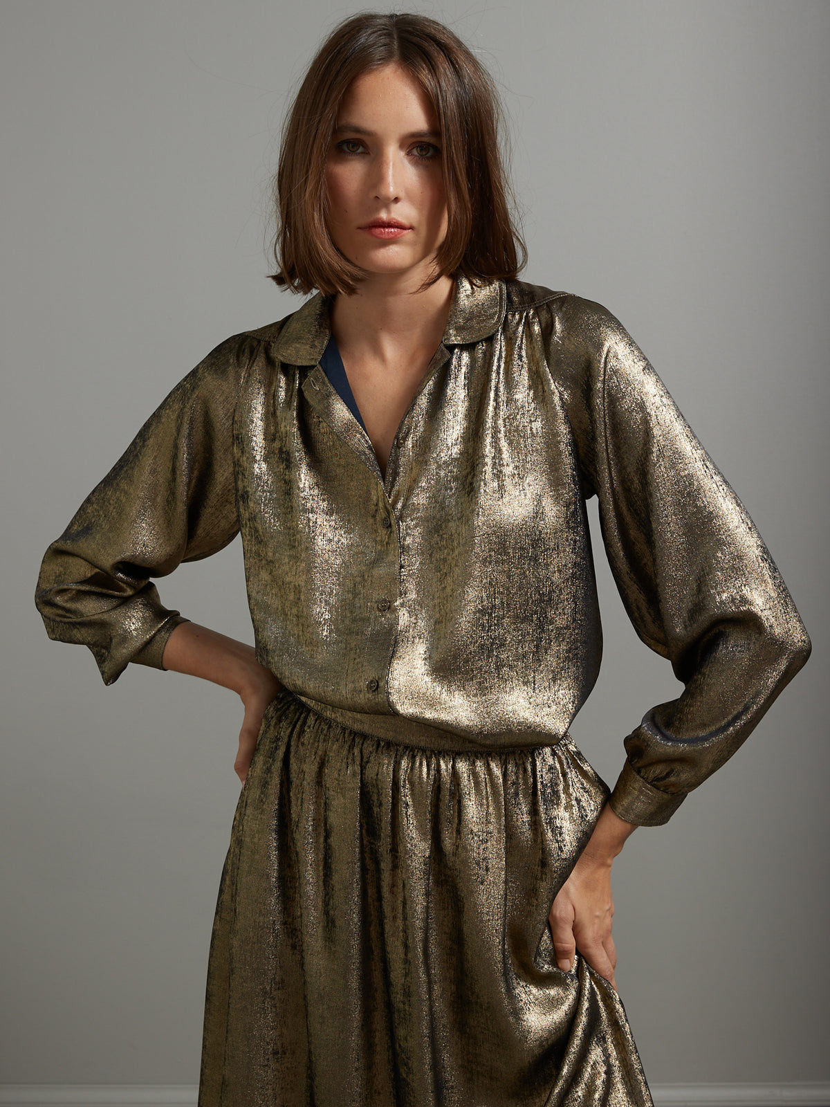 Chemise dorée femme spécial fêtes