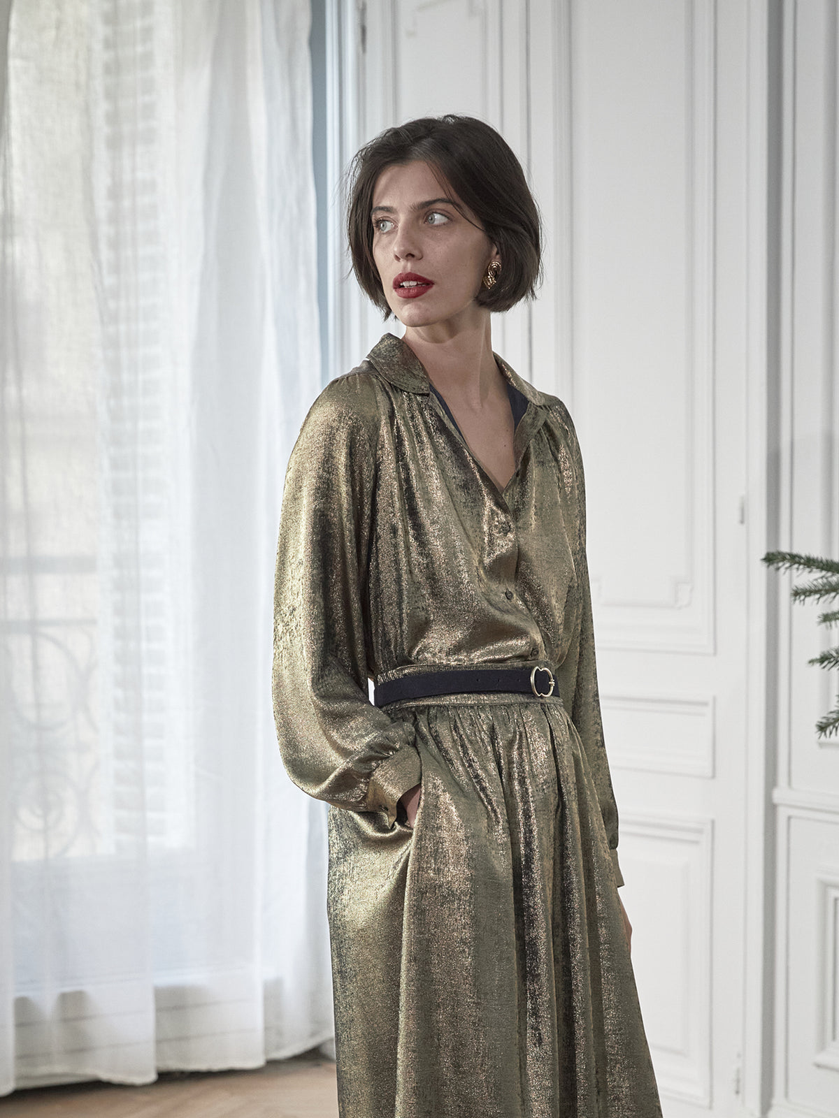 Chemise dorée femme spécial fêtes