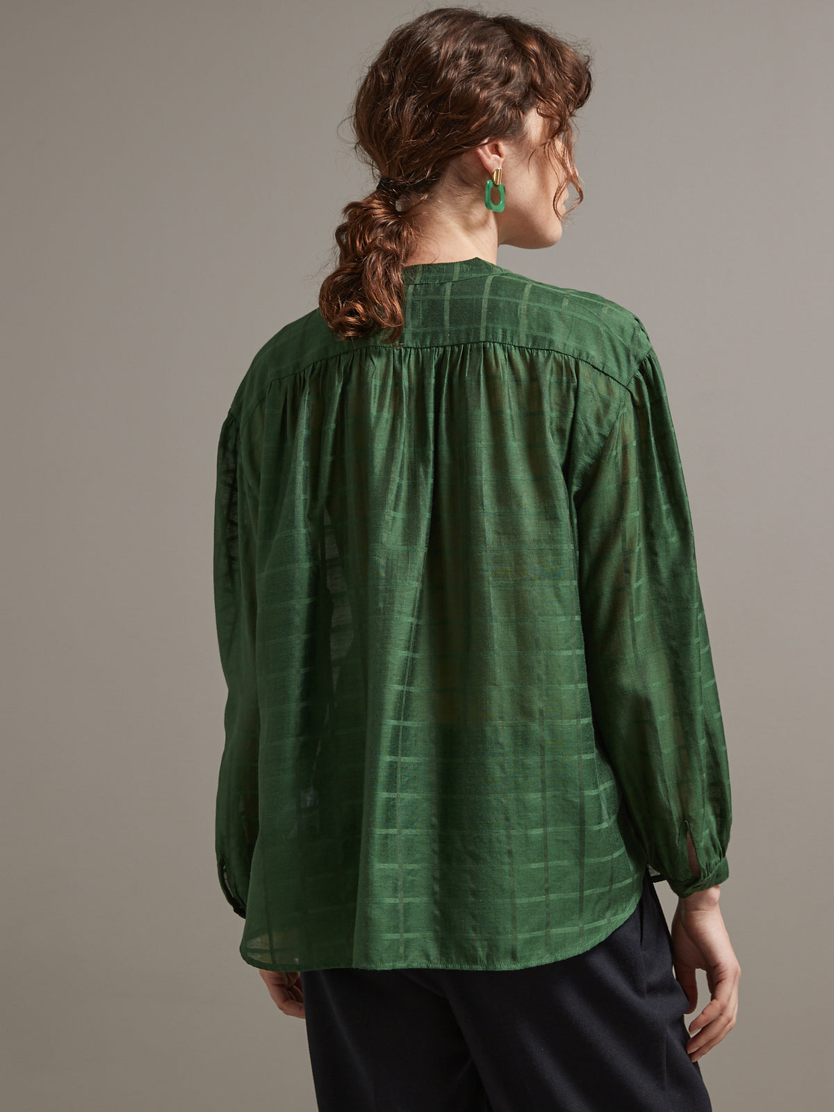 Chemise femme tissu dobby carreaux