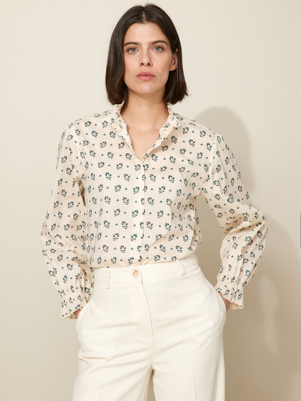 Chemise col volanté femme imprimé Molly