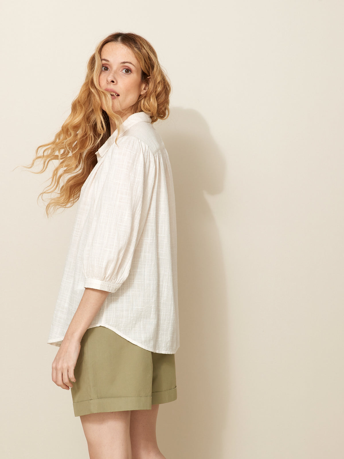 Chemise femme tissu crépon texturé
