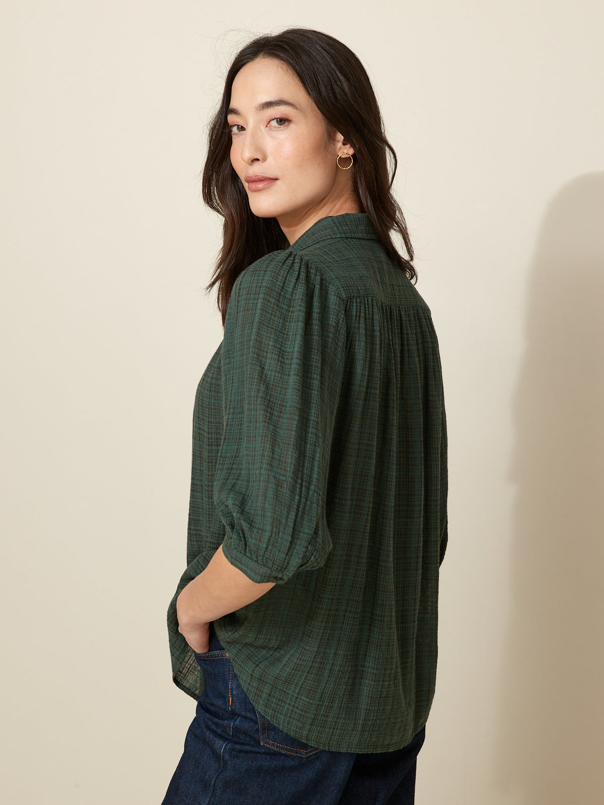 Damen-Hemdbluse aus strukturiertem Krepp