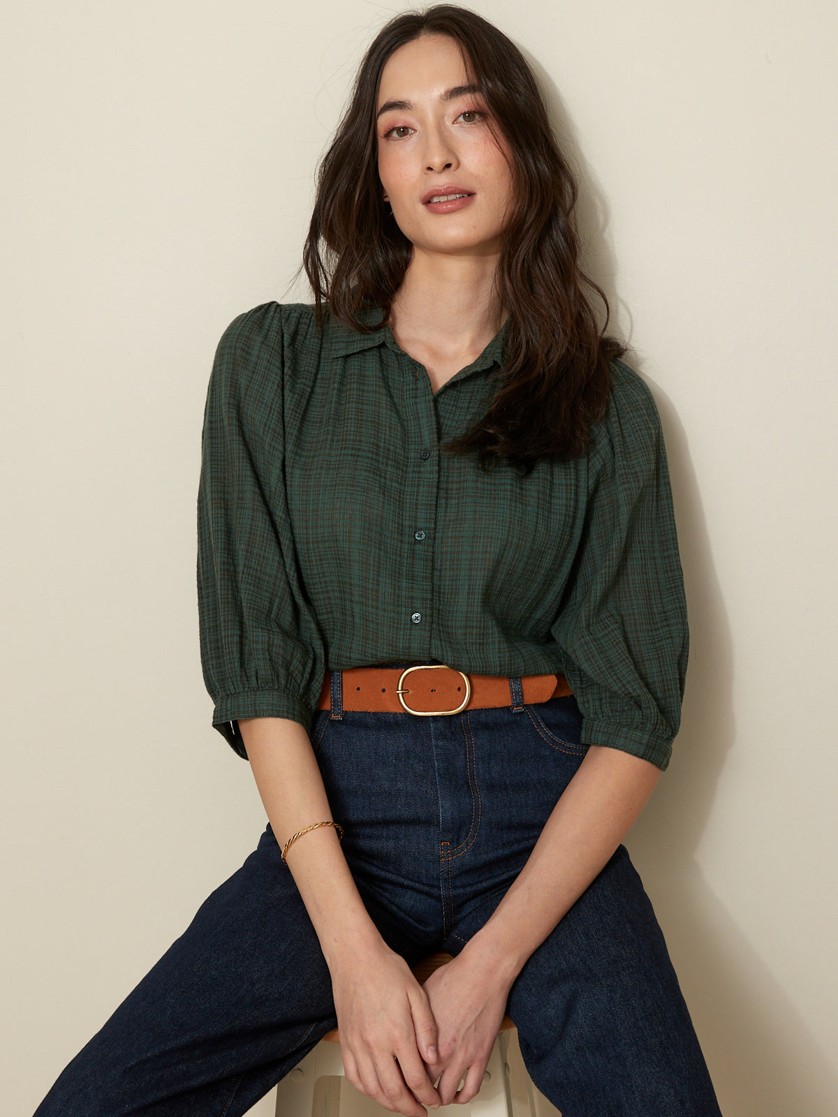 Chemise femme tissu crépon texturé