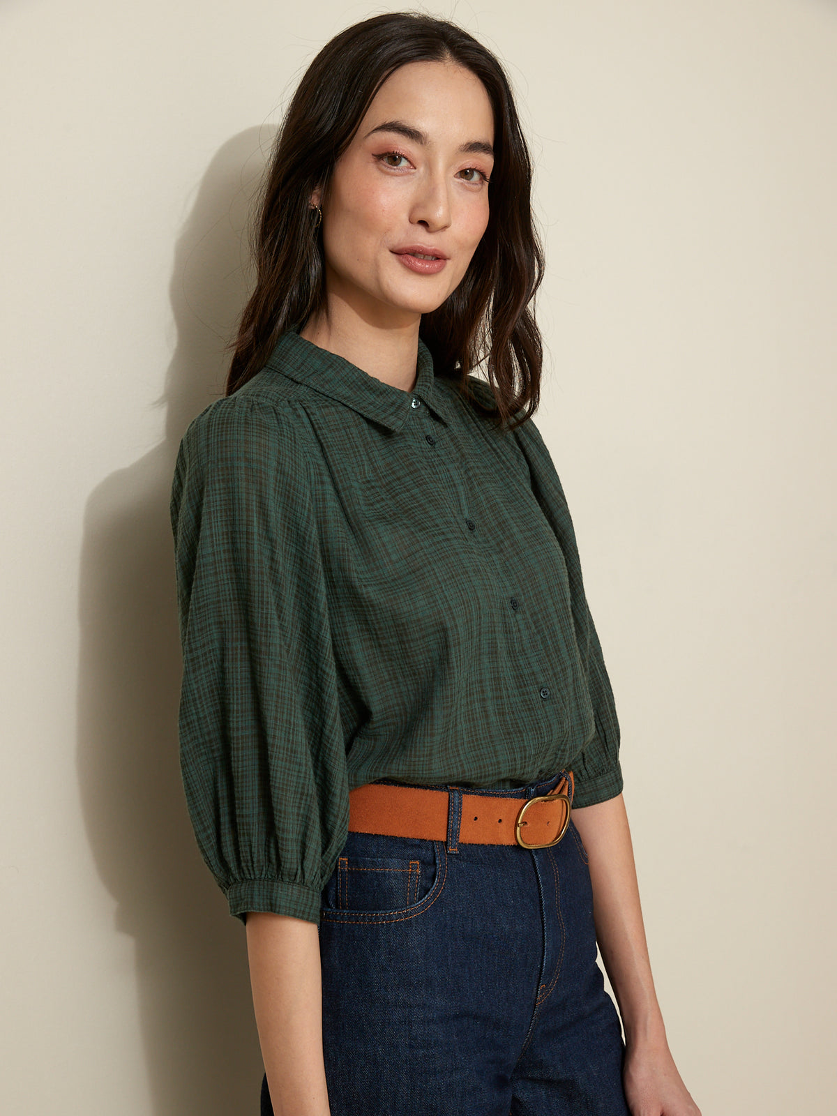 Chemise femme tissu crépon texturé