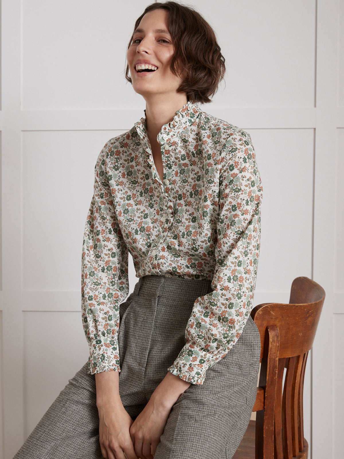Chemise col volanté femme tissu Liberty - Limited Collection