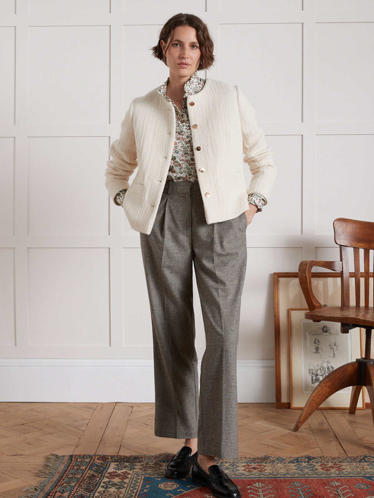 Damen-Hemdbluse aus Liberty-Stoff mit Volants am Halsausschnitt - Limited Collection