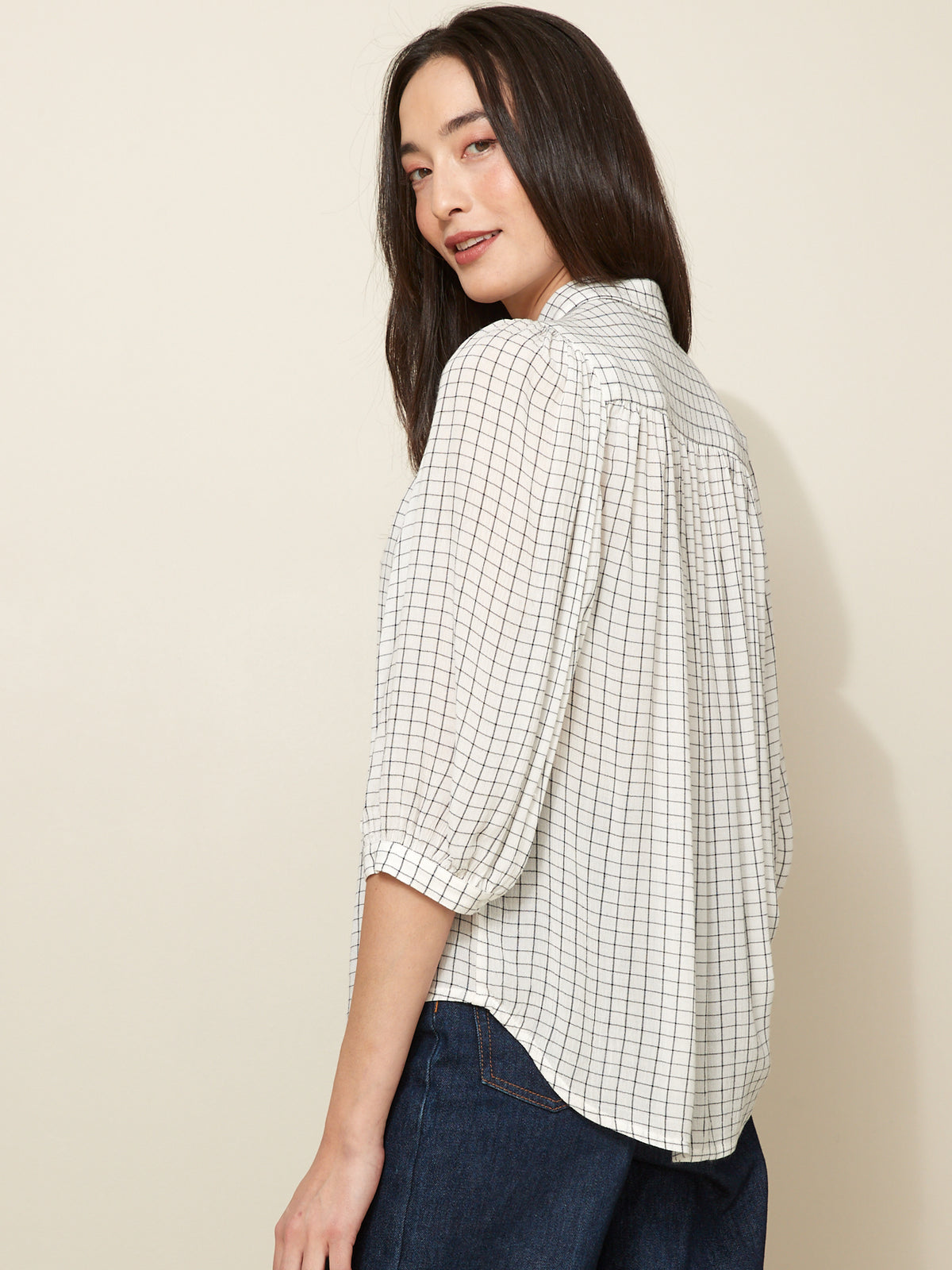 Chemise femme tissu crépon carreaux Tattersall
