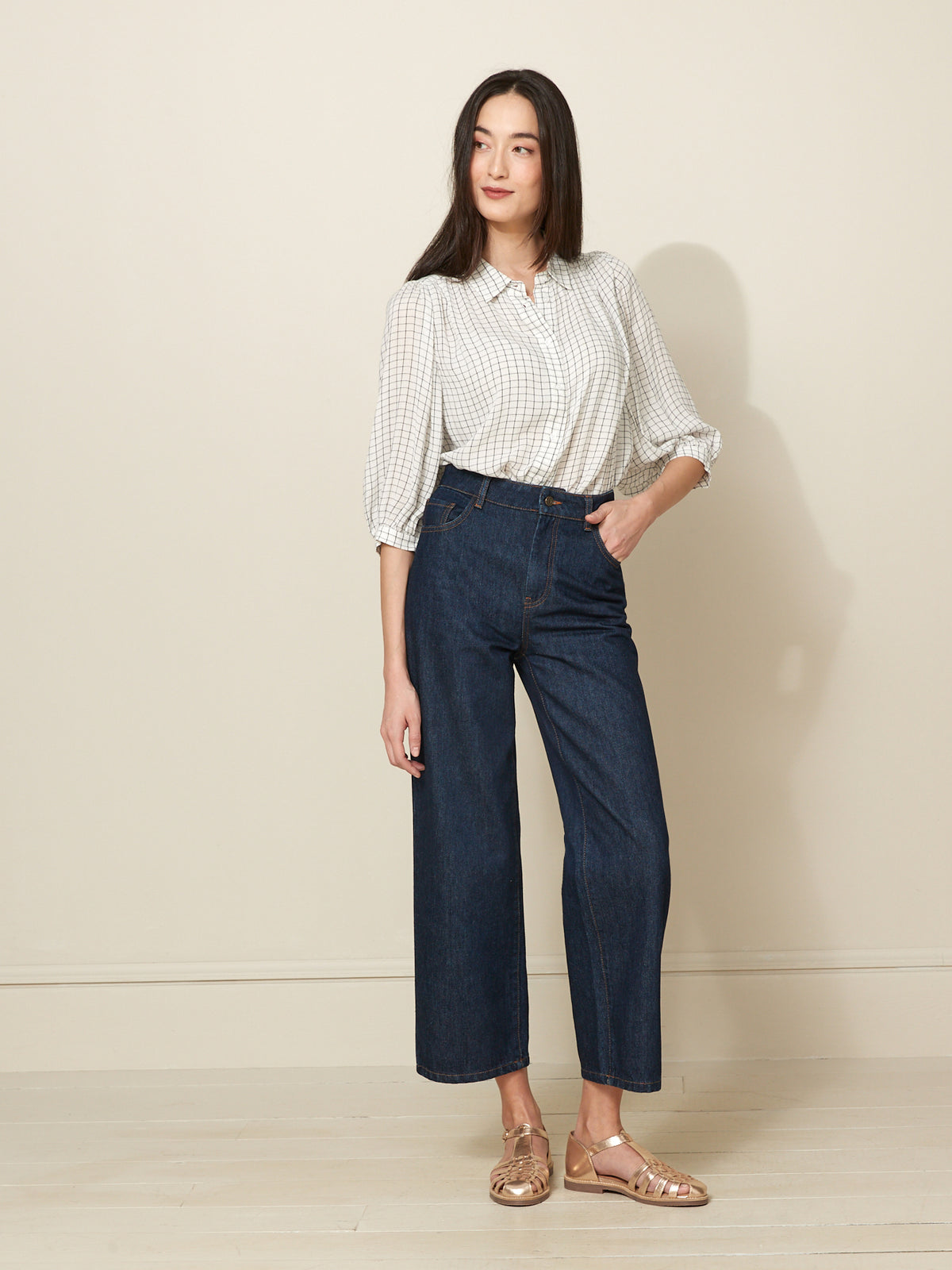 Chemise femme tissu crépon carreaux Tattersall