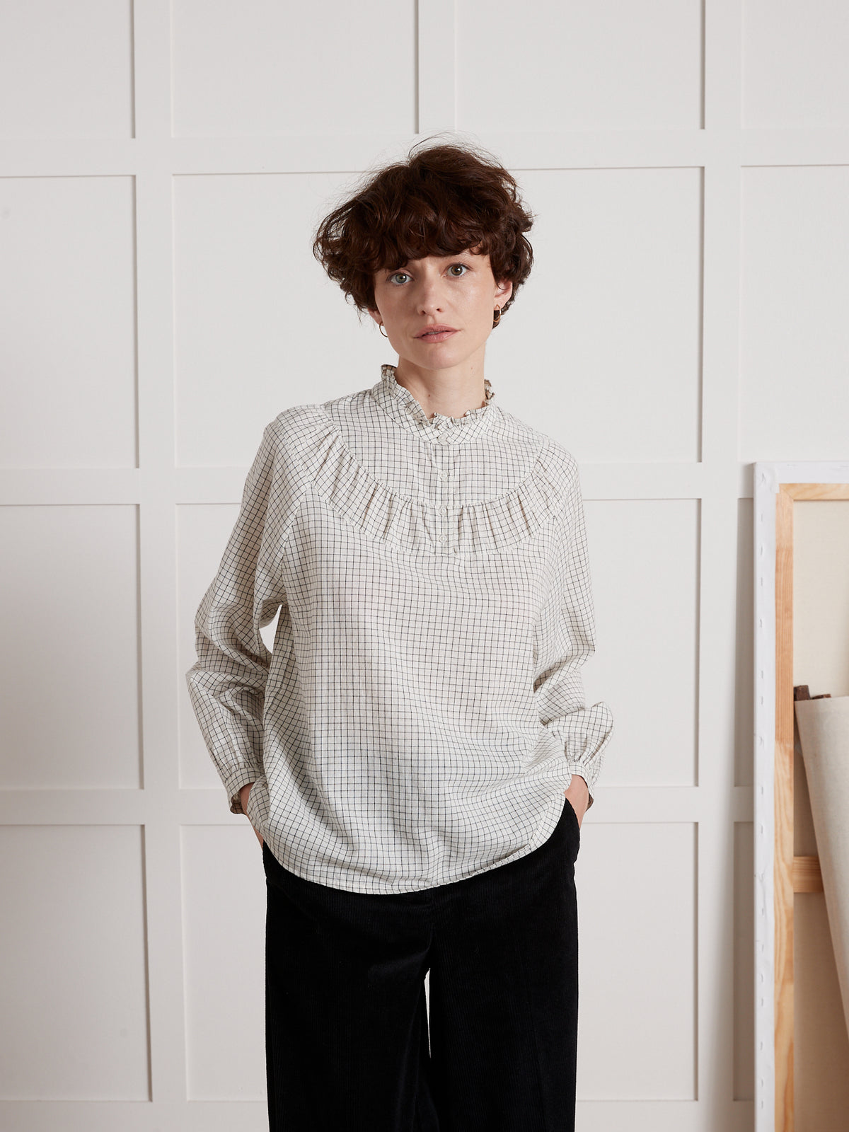 Blouse col froufrou femme carreaux Tattersall