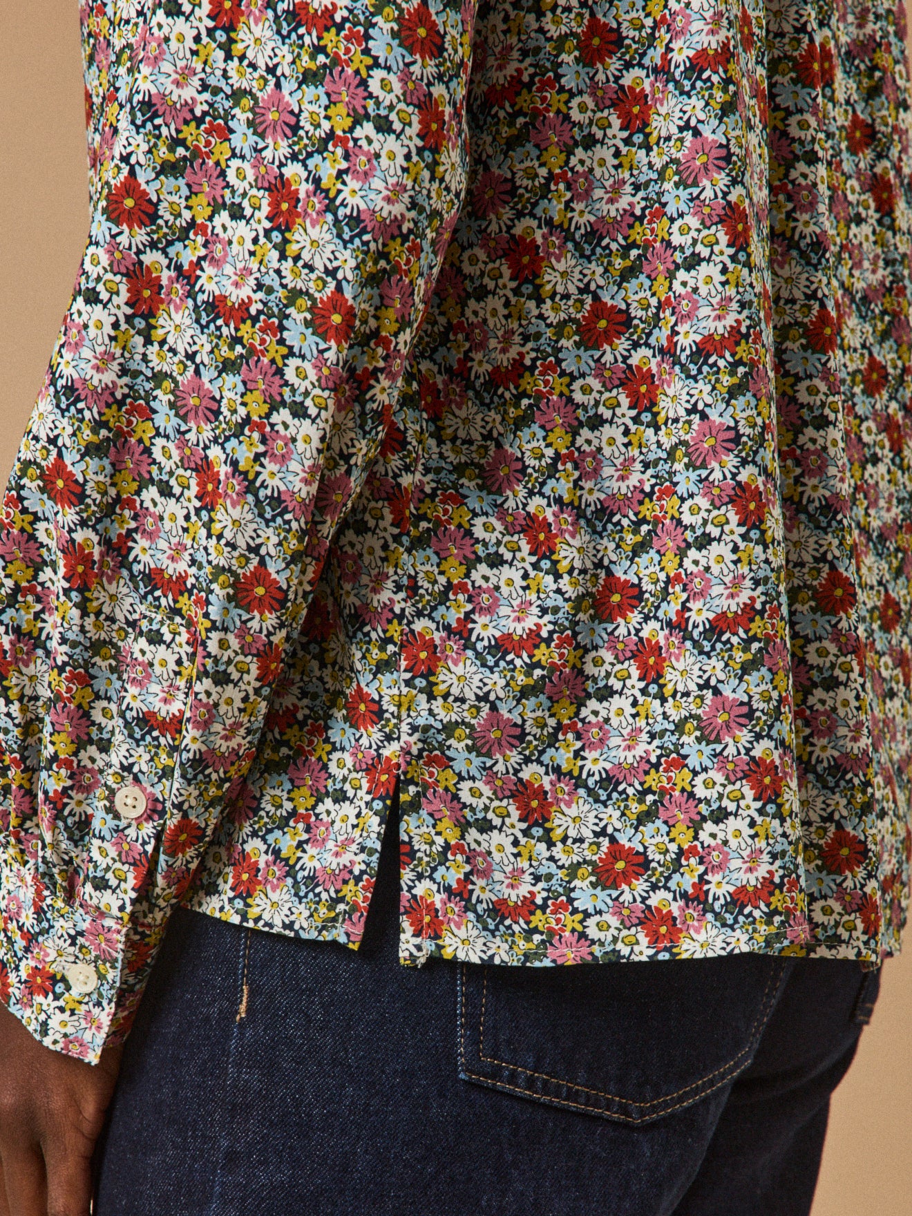 Damen-Hemdbluse mit Volants aus Liberty-Stoff Libby - Limited Collection