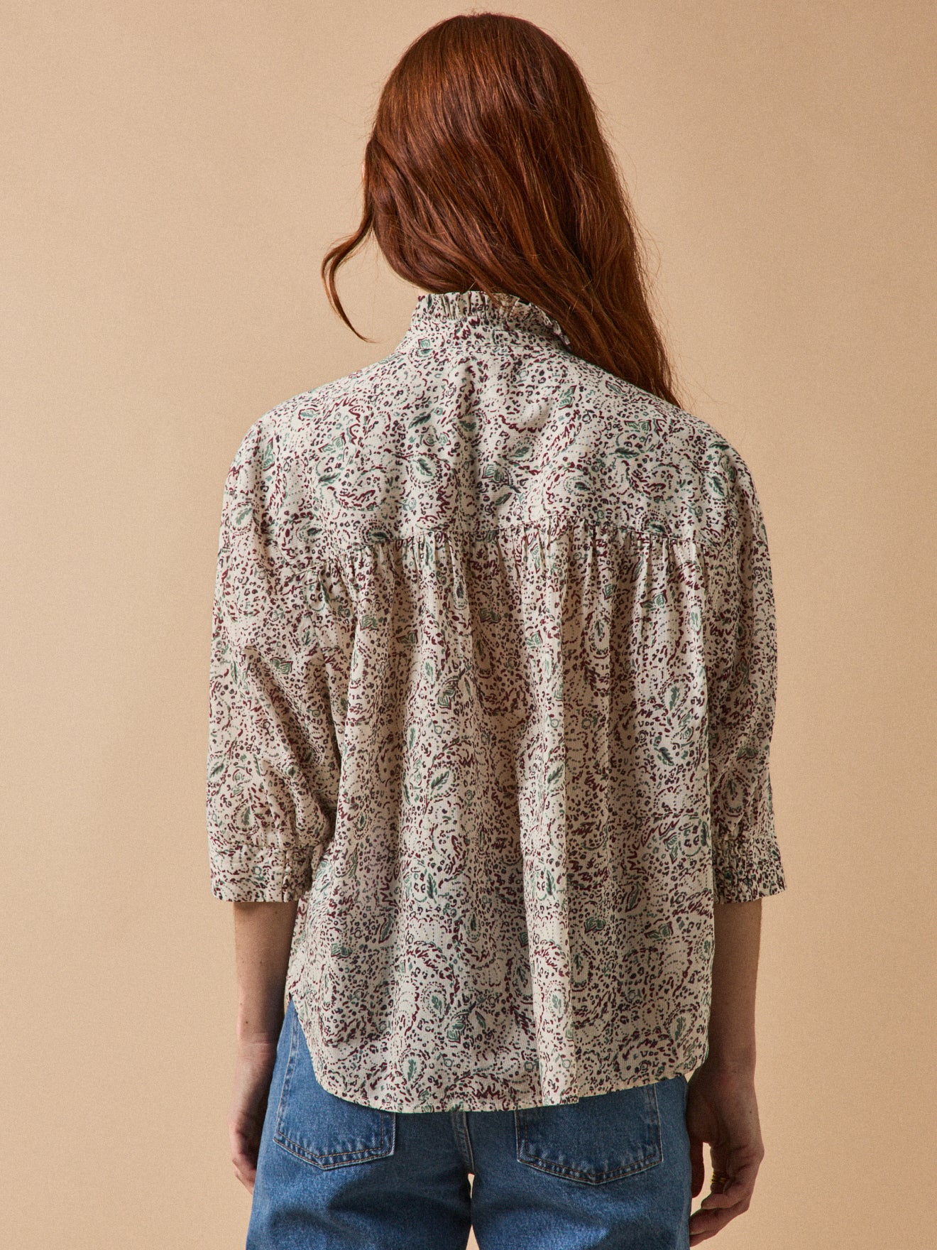 Damenbluse aus Dobby-Baumwolle mit Noelia-Print