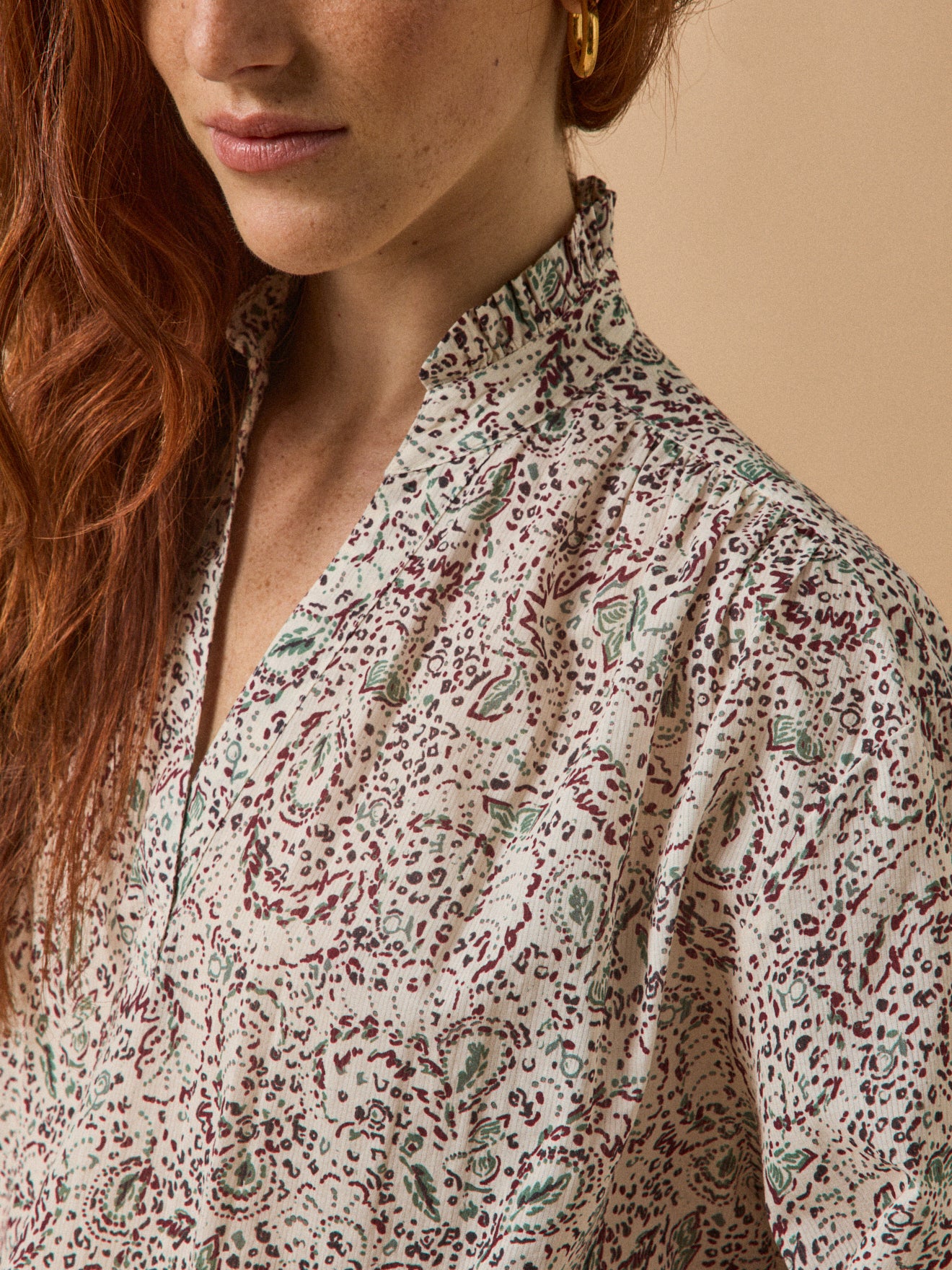 Damenbluse aus Dobby-Baumwolle mit Noelia-Print