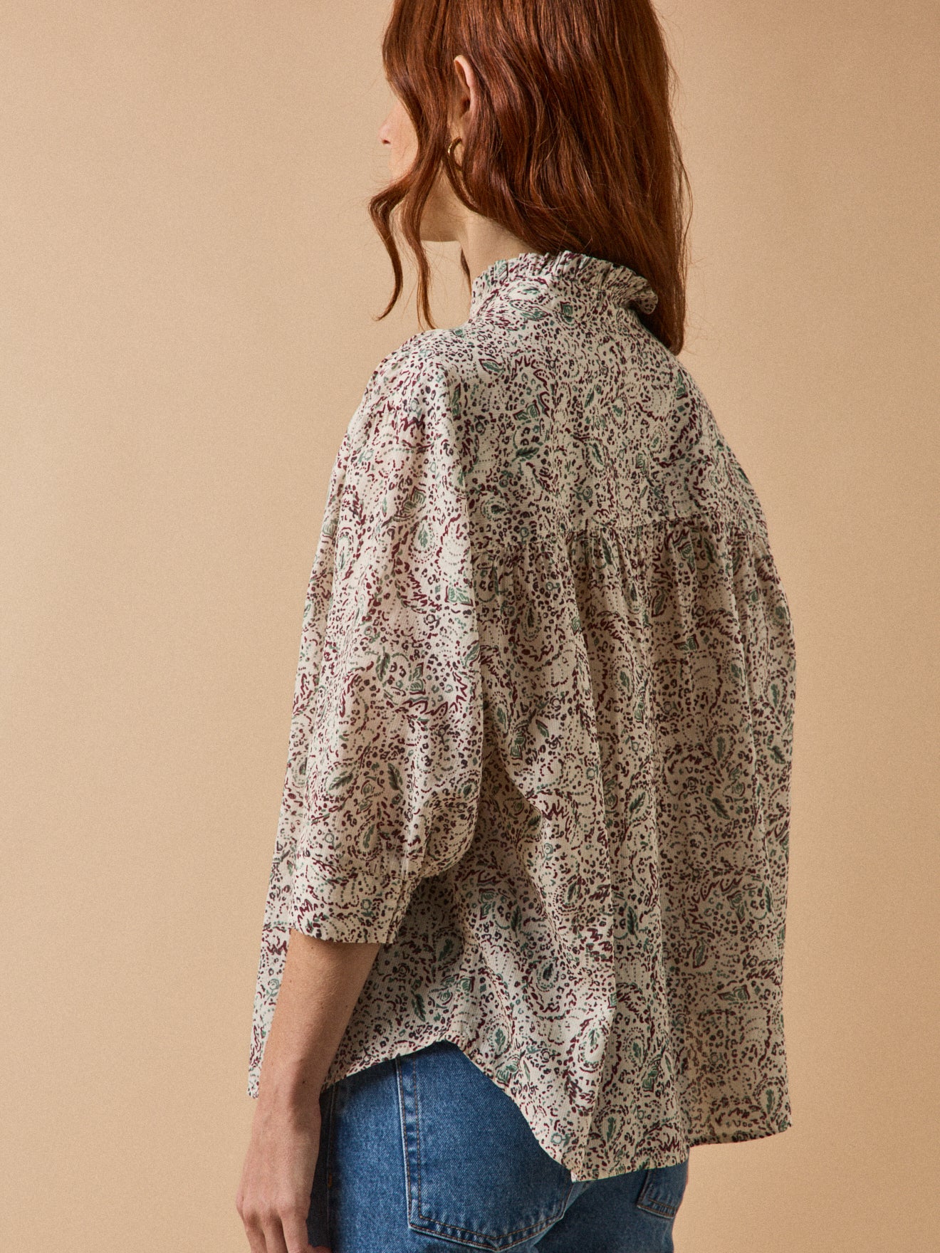 Damenbluse aus Dobby-Baumwolle mit Noelia-Print