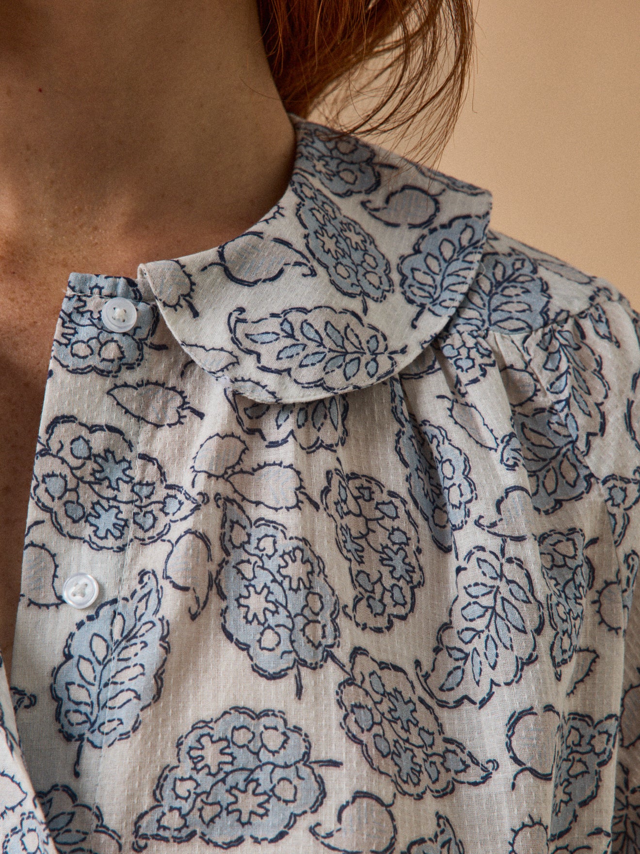 Damen-Hemdbluse aus Dobby-Baumwolle mit Adonie-Print