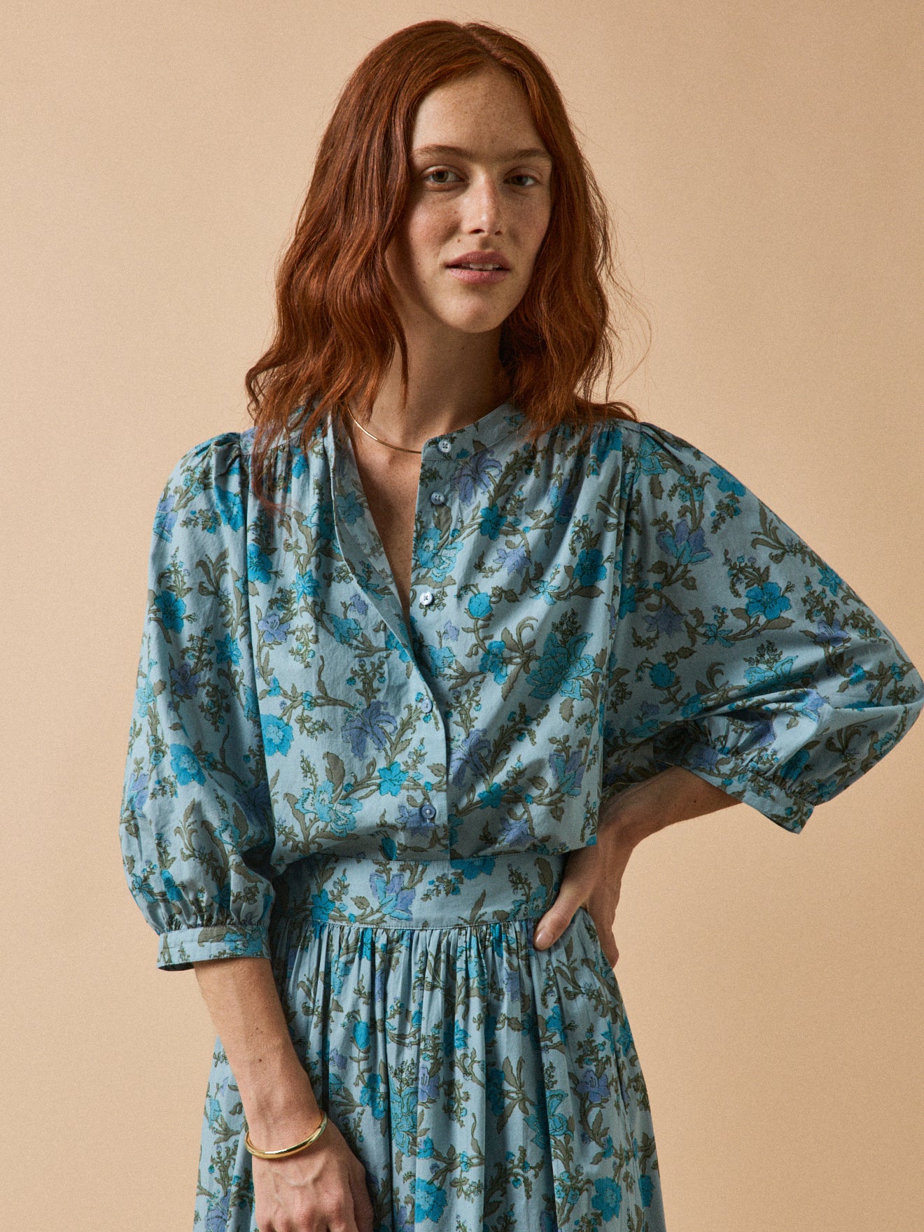 Damenbluse mit Druckmuster « Flore »