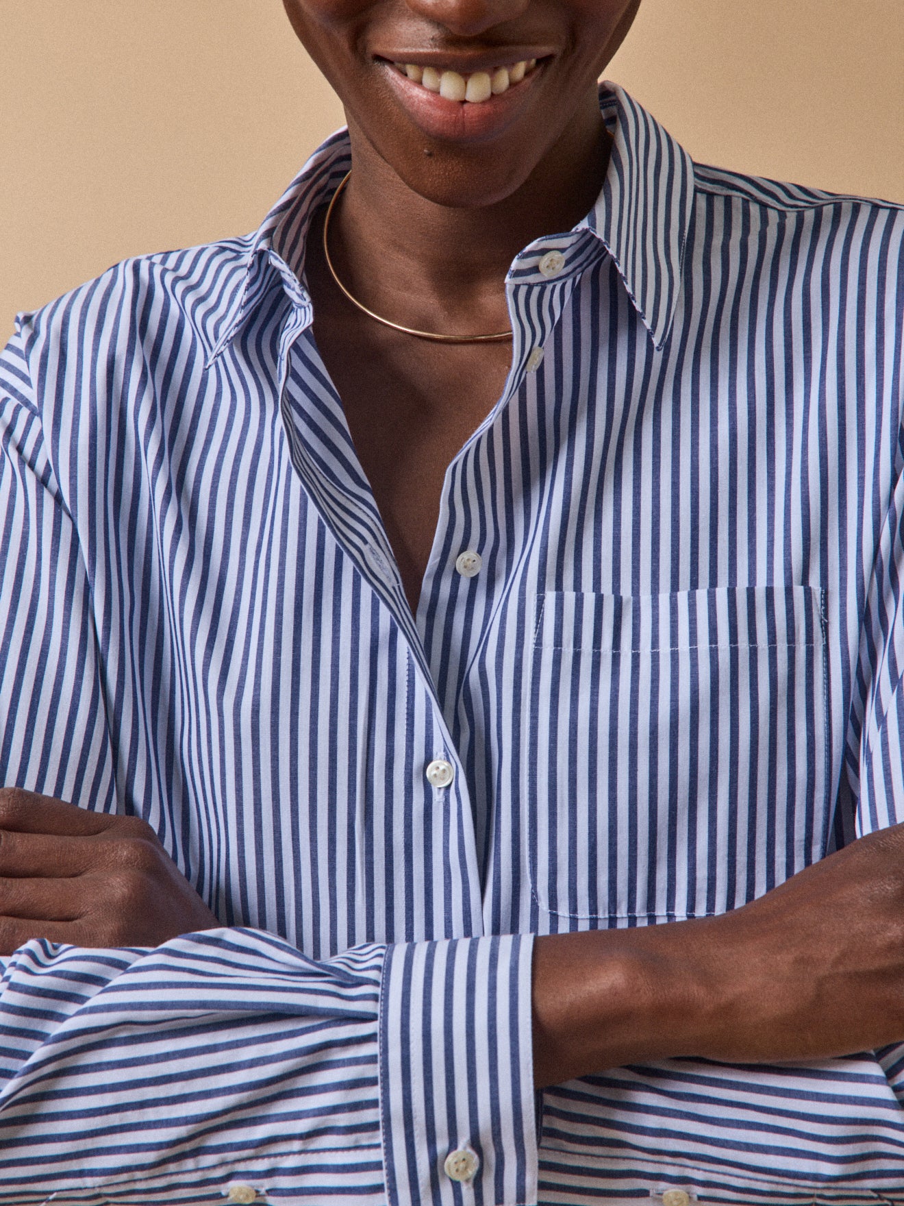Gestreifte Damen-Hemdbluse aus Bio-Baumwolle