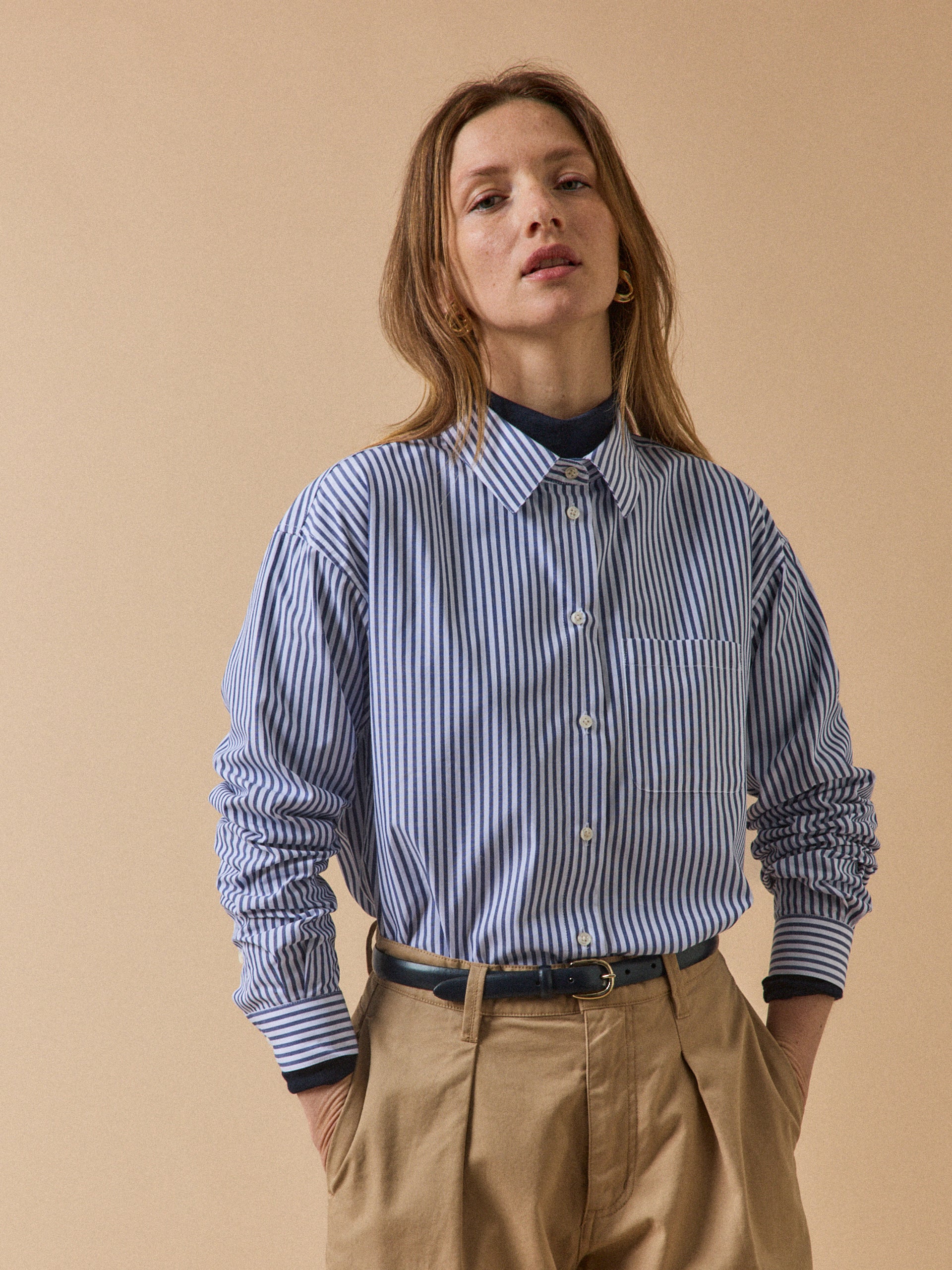 Gestreifte Damen-Hemdbluse aus Bio-Baumwolle