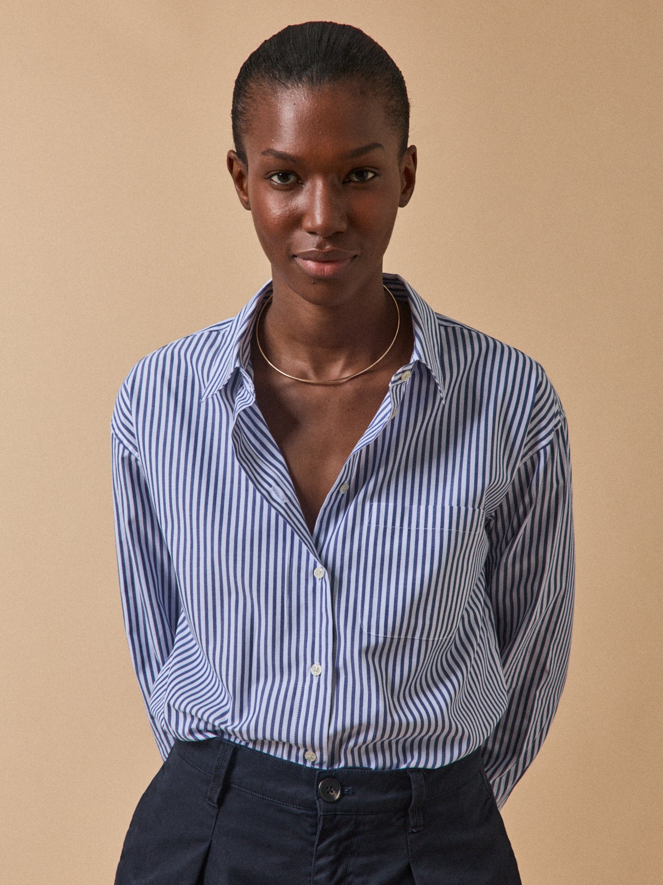 Gestreifte Damen-Hemdbluse aus Bio-Baumwolle