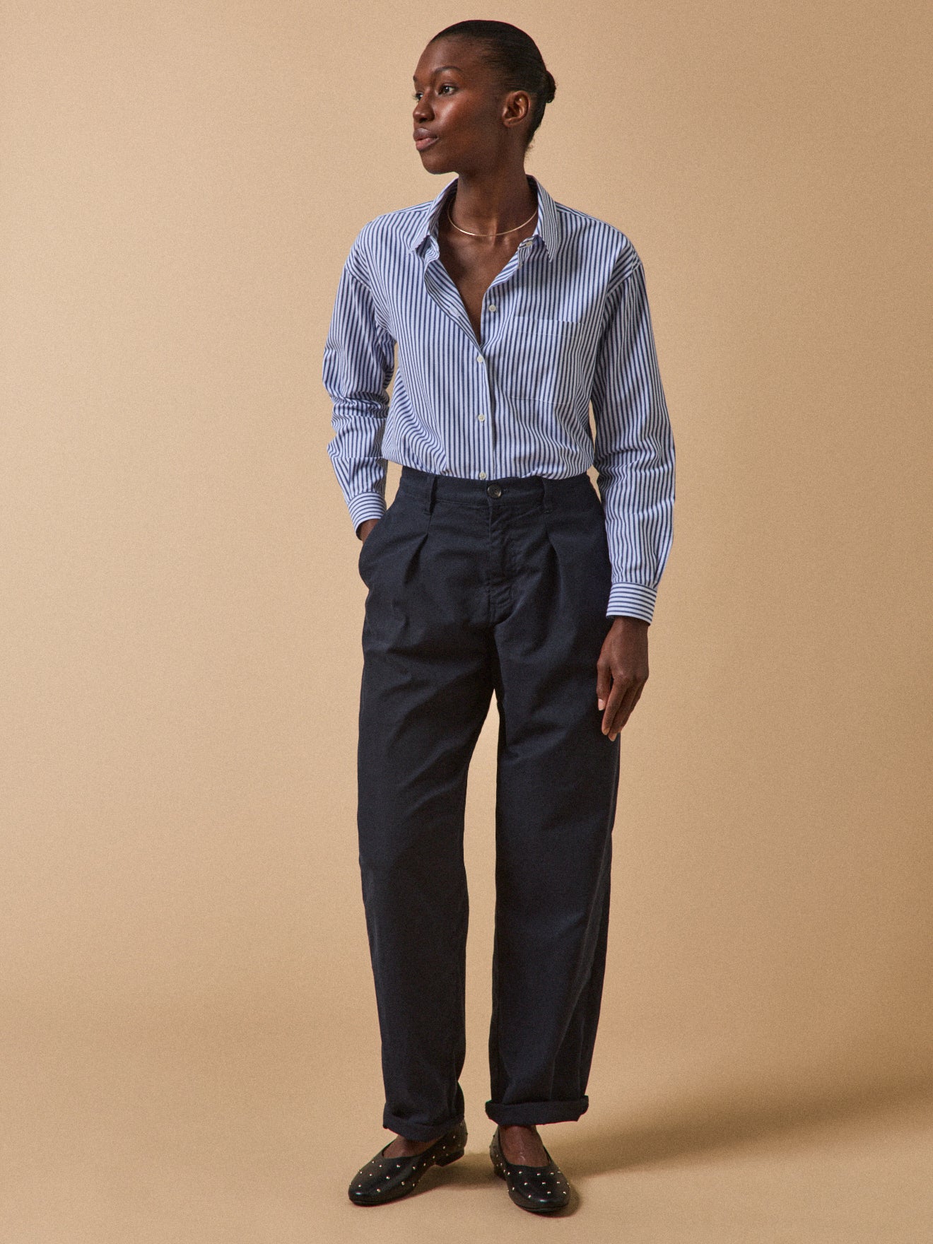 Gestreifte Damen-Hemdbluse aus Bio-Baumwolle