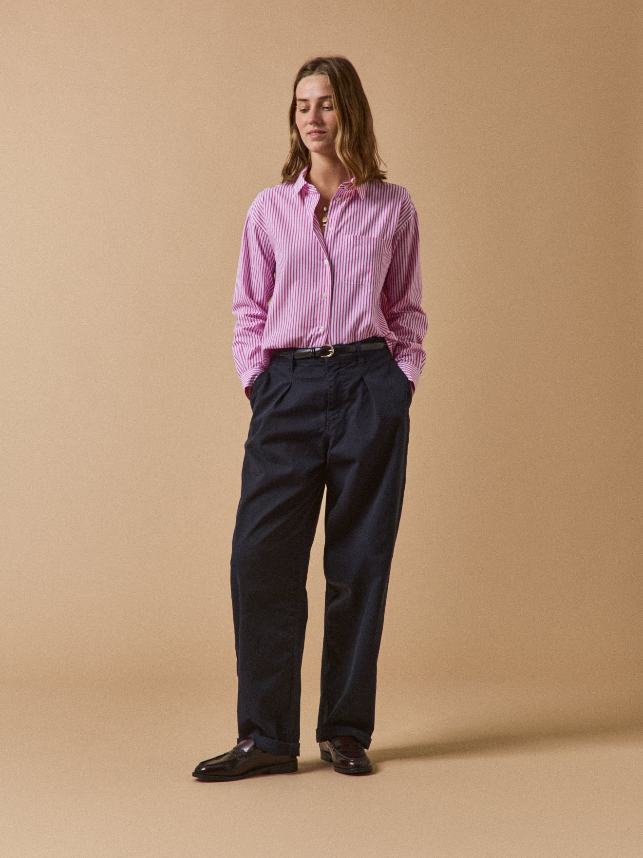 Gestreifte Damen-Hemdbluse aus Bio-Baumwolle