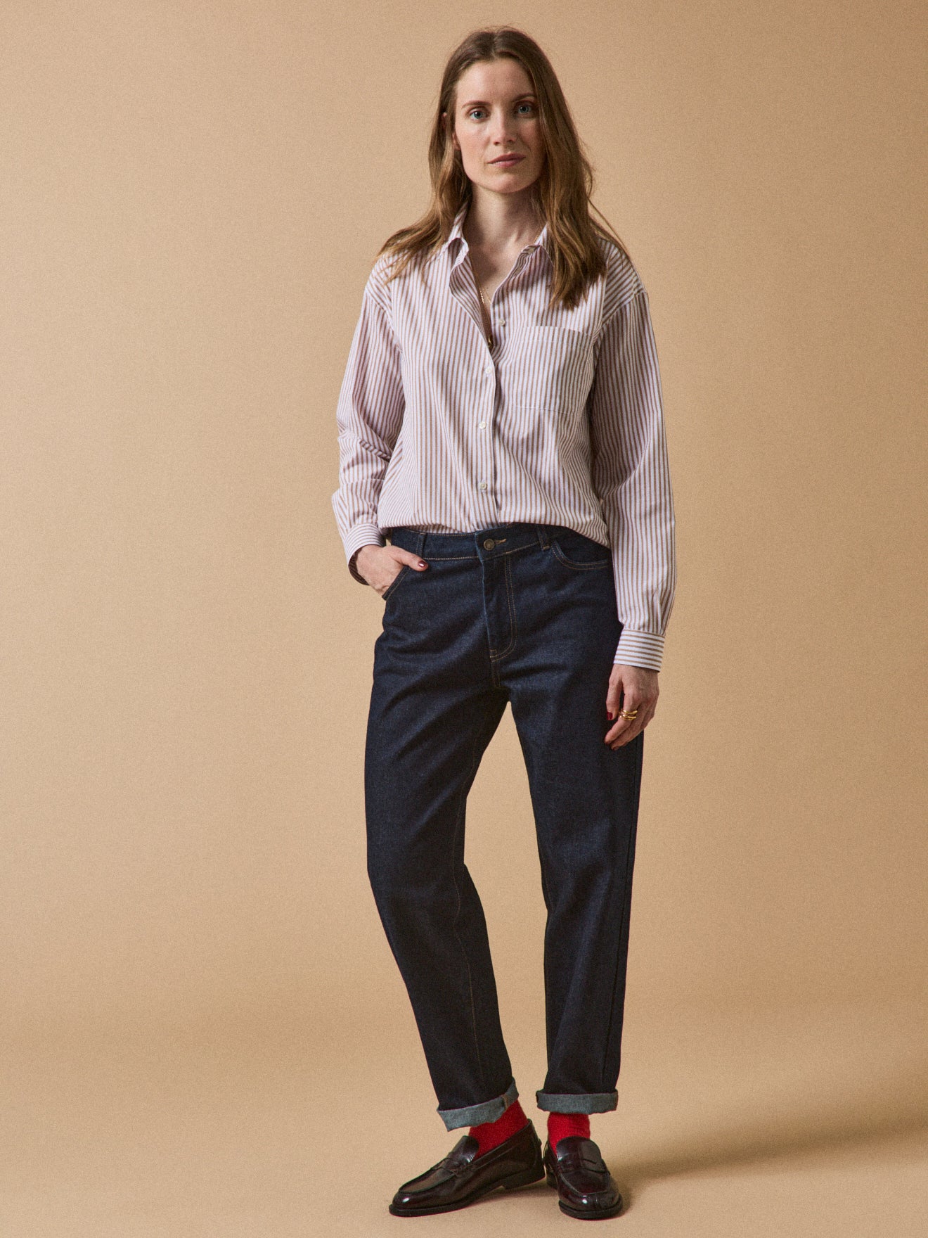 Gestreifte Damen-Hemdbluse aus Bio-Baumwolle