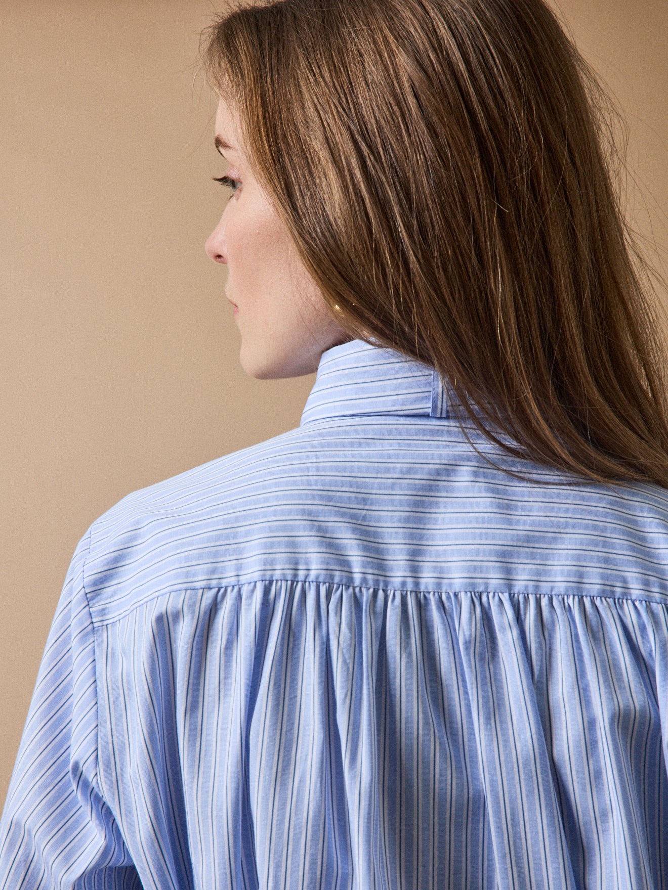 Chemise popeline rayée col lavallière femme