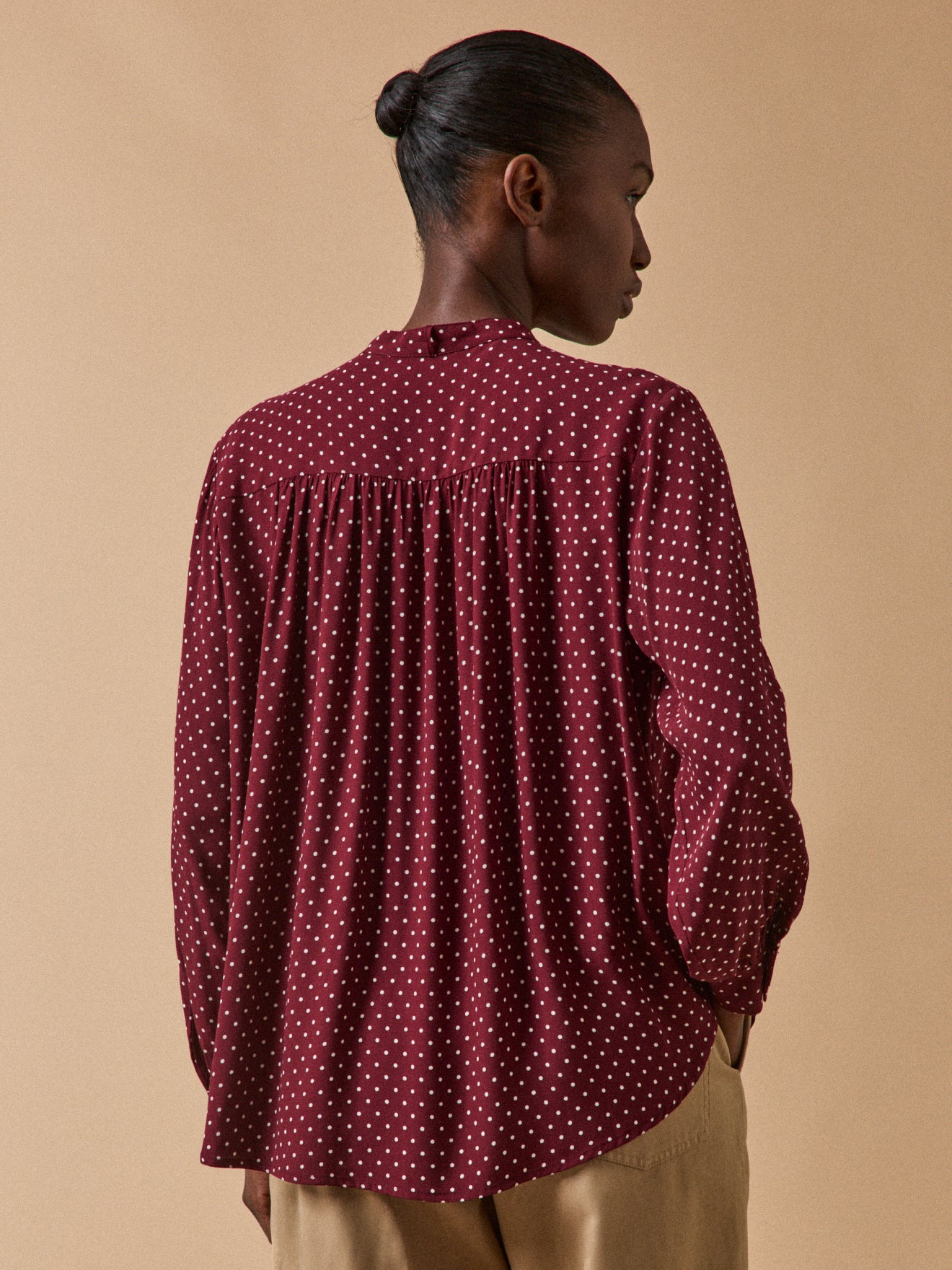 Chemise col lavallière femme viscose imprimé pois