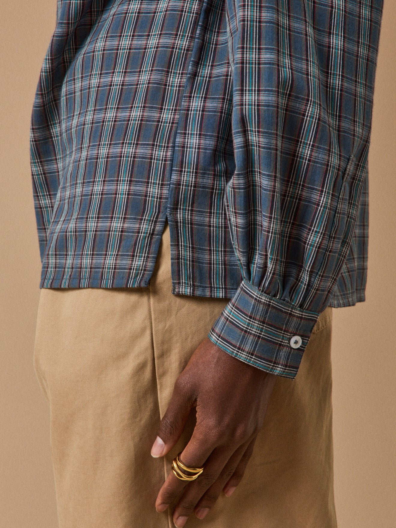 Blouse volantée imprimé écossais femme