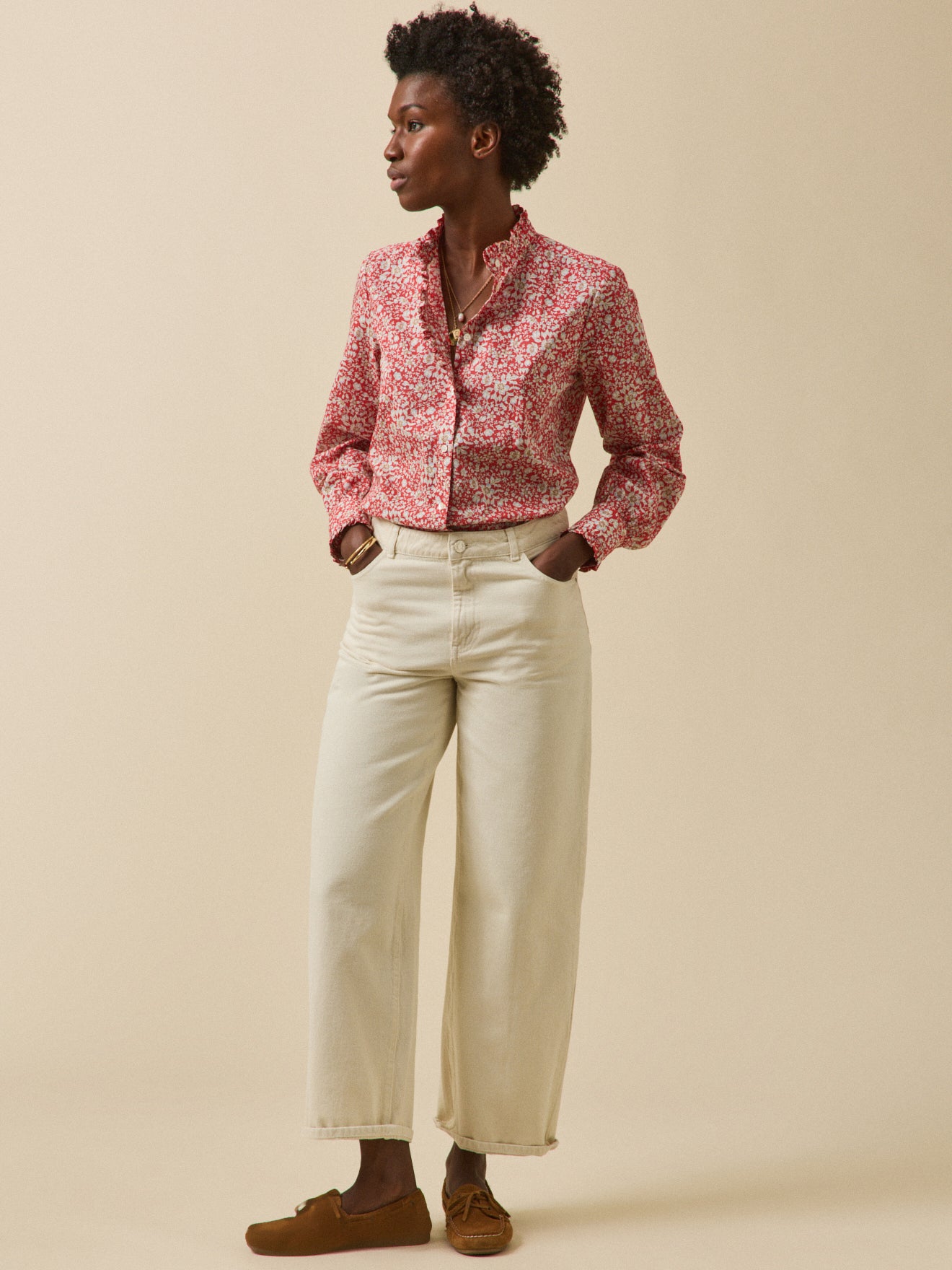 Chemise col volanté femme tissu Liberty - Limited Collection