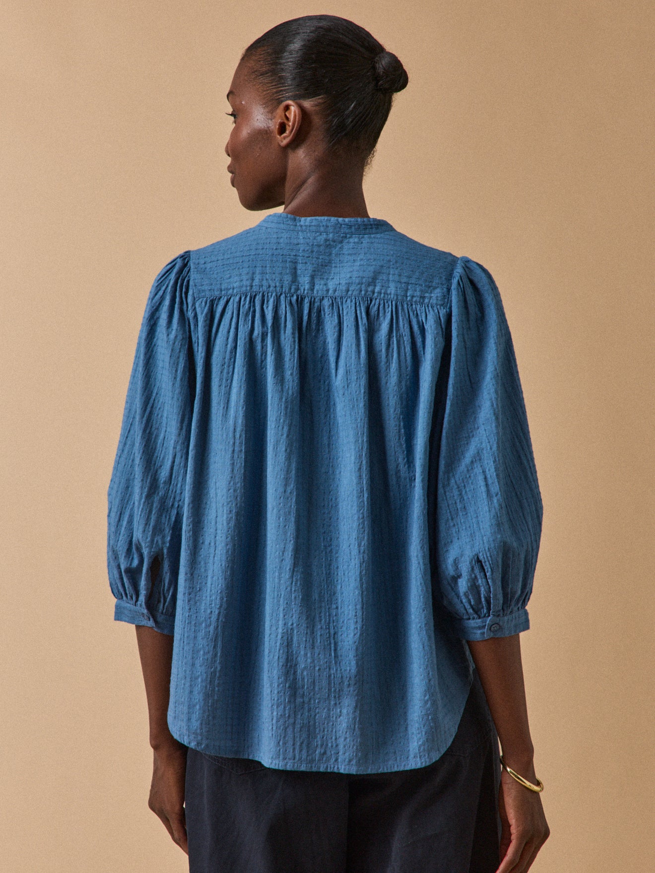 Blouse femme tissu texturé coton uni