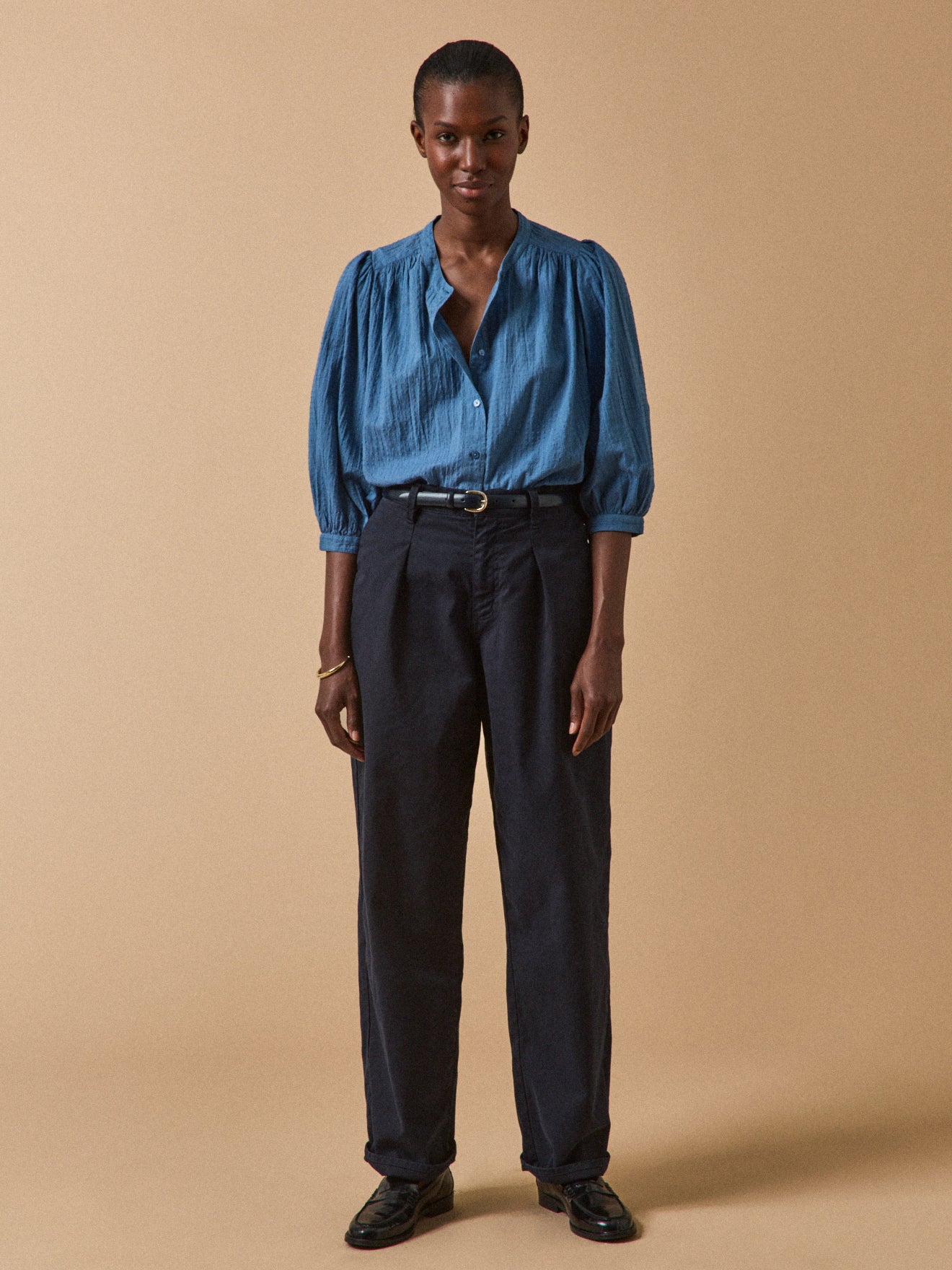 Blouse femme tissu texturé coton uni