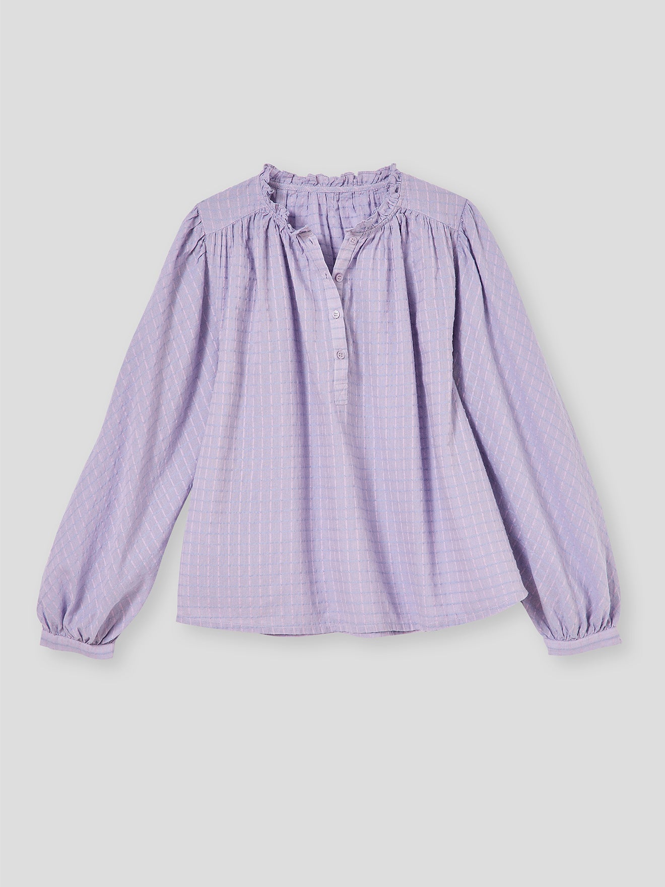 Karierte Damenbluse aus Dobby-Baumwolle