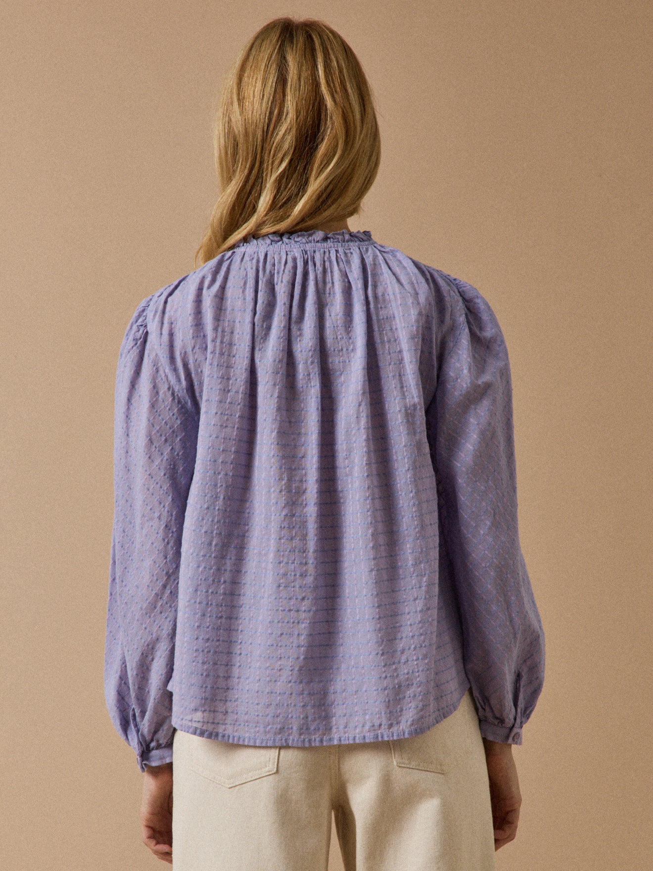 Karierte Damenbluse aus Dobby-Baumwolle