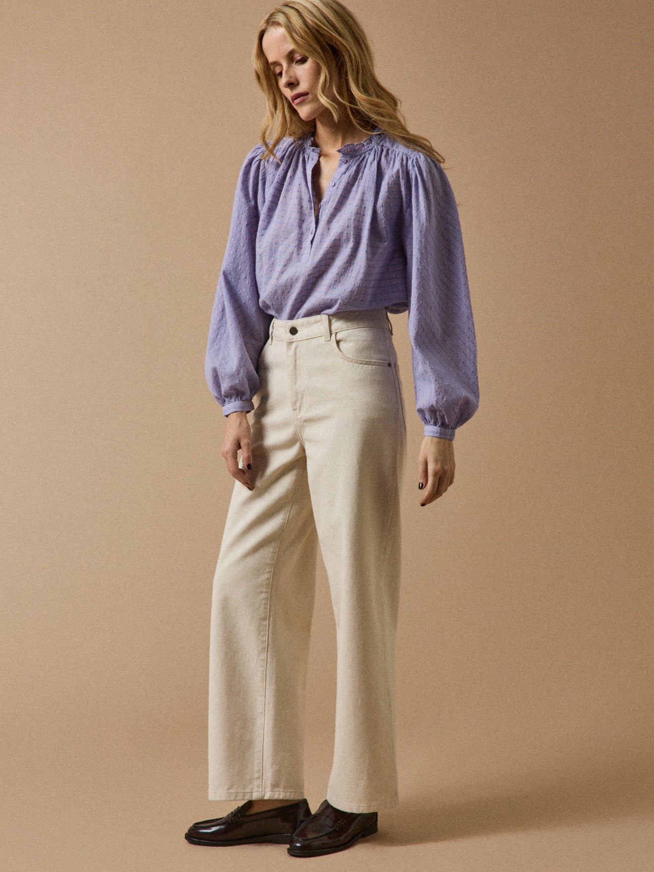 Karierte Damenbluse aus Dobby-Baumwolle