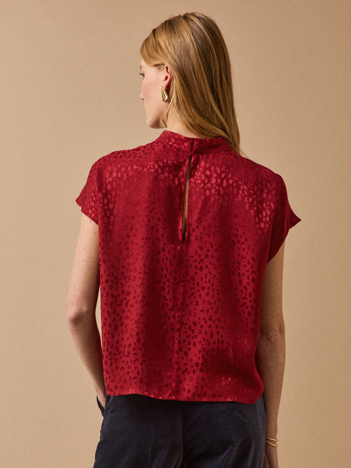 Top jacquard sans manches femme