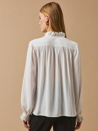 Blouse fluide volants brodés femme
