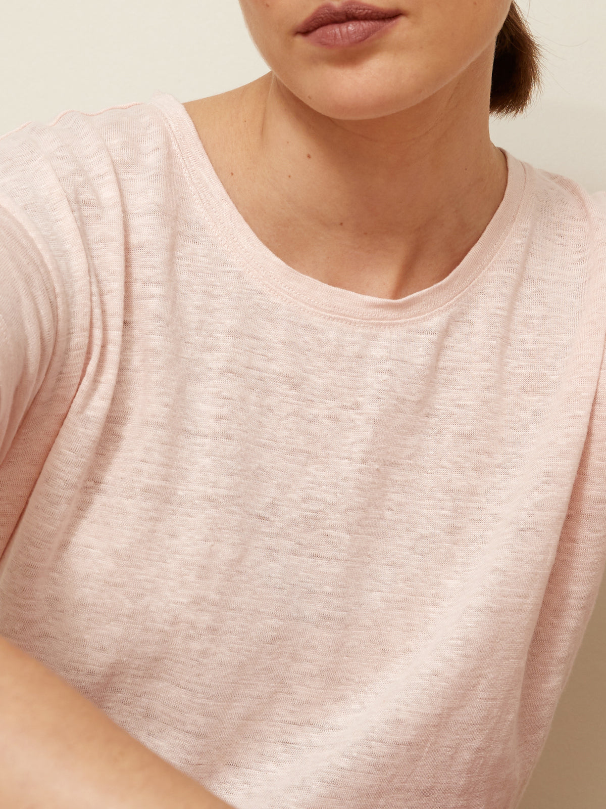 T-shirt lin femme col rond