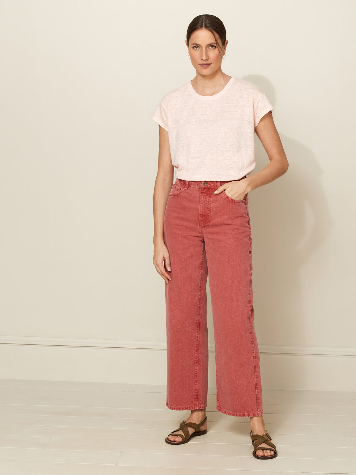 T-shirt lin femme col rond