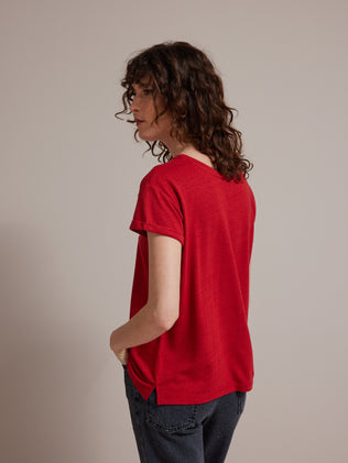 T-shirt col rond femme lin et viscose