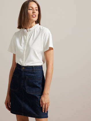 T-shirt femme col smocké - Coton biologique