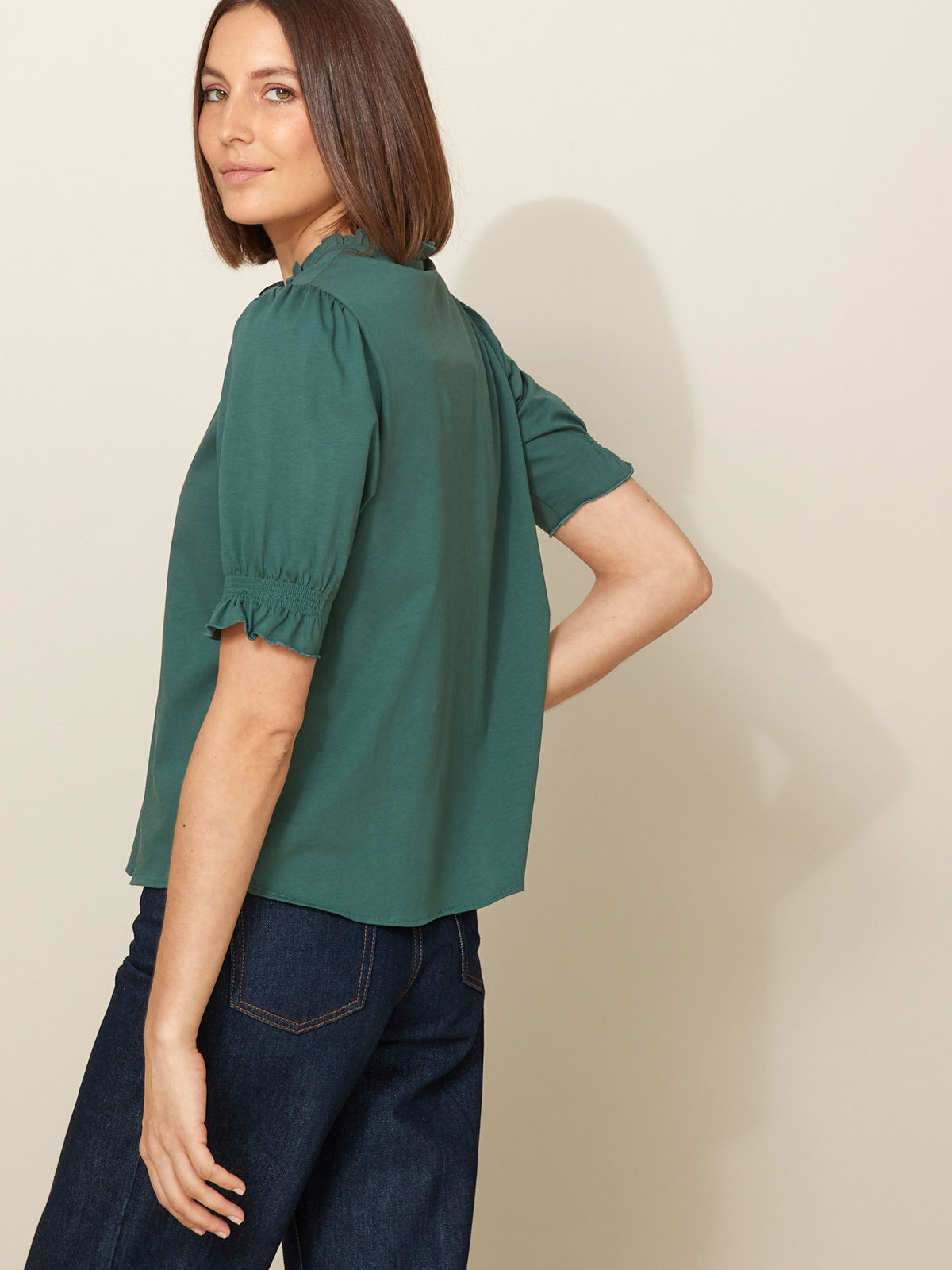 Damenbluse mit Smoks - Bio-Baumwolle