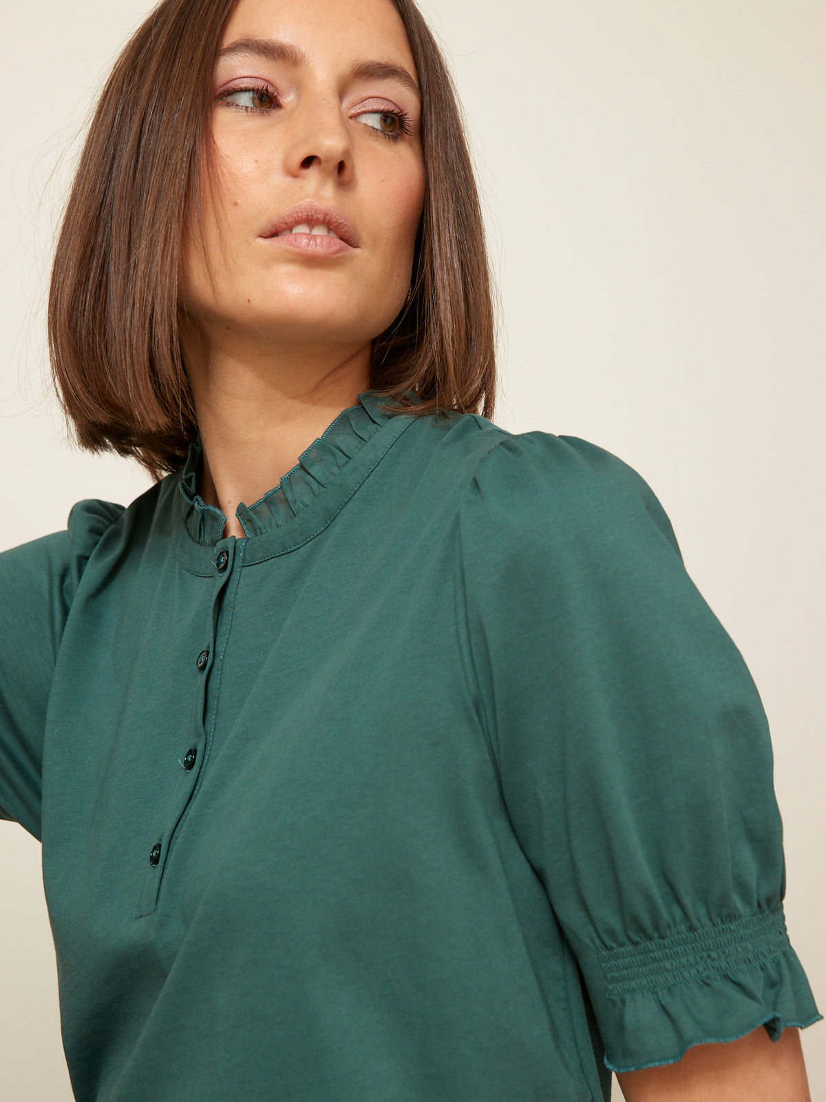 Damenbluse mit Smoks - Bio-Baumwolle