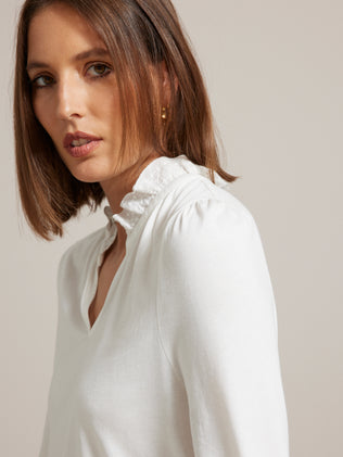 T-shirt col volanté femme - modal et coton biologique