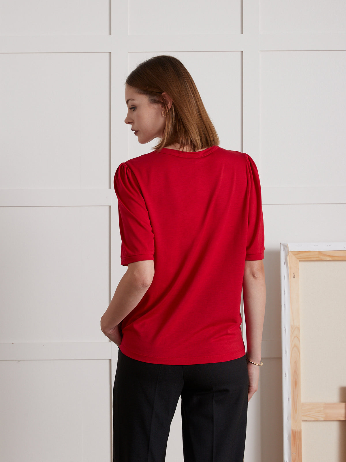 Damen T-Shirt mit Ballonärmel aus Lyocell und Baumwolle