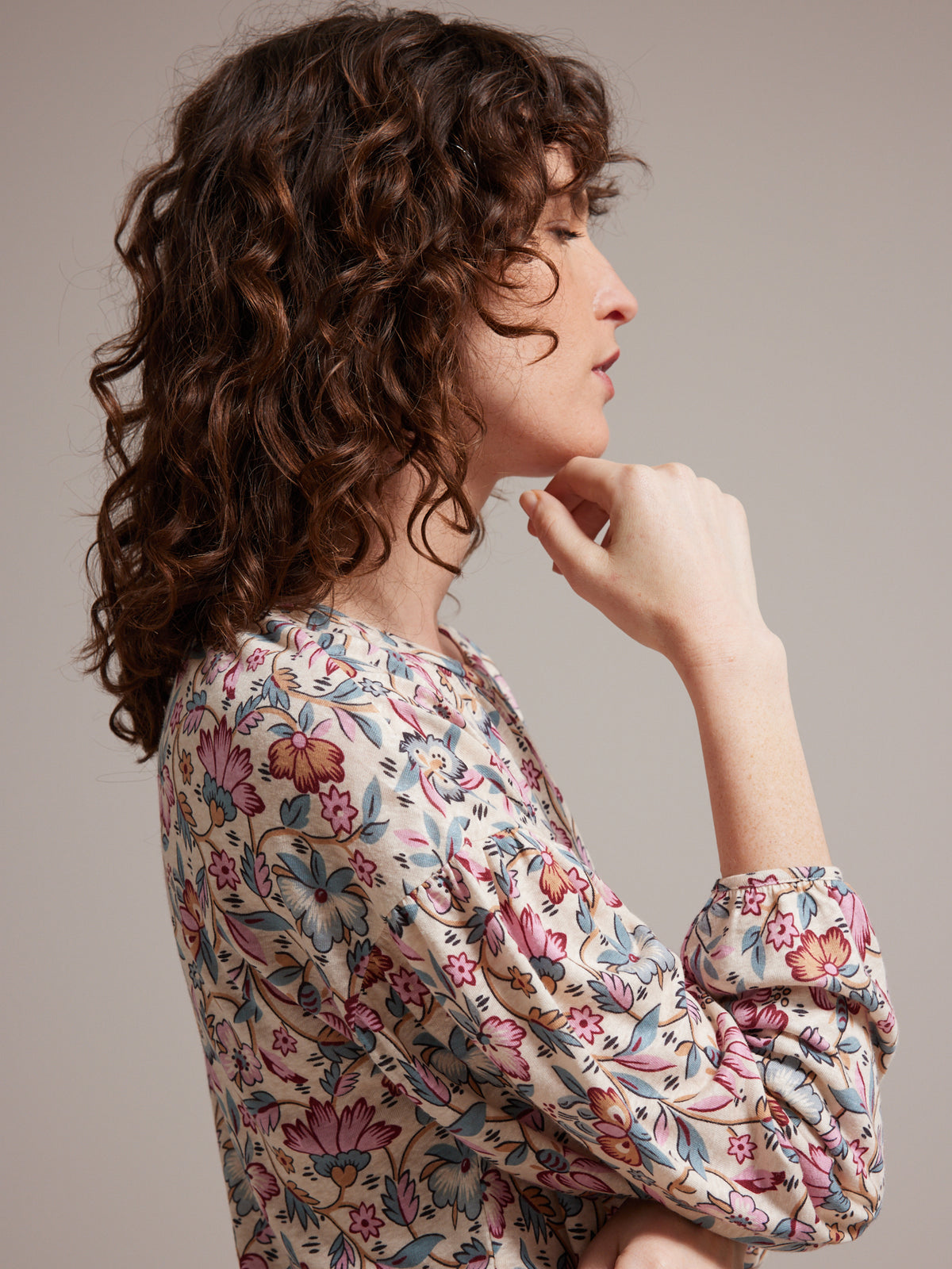 T-shirt manches bouffantes femme lin et viscose
