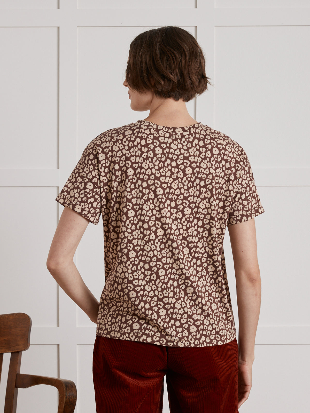 T-shirt col rond femme imprimé Fauve