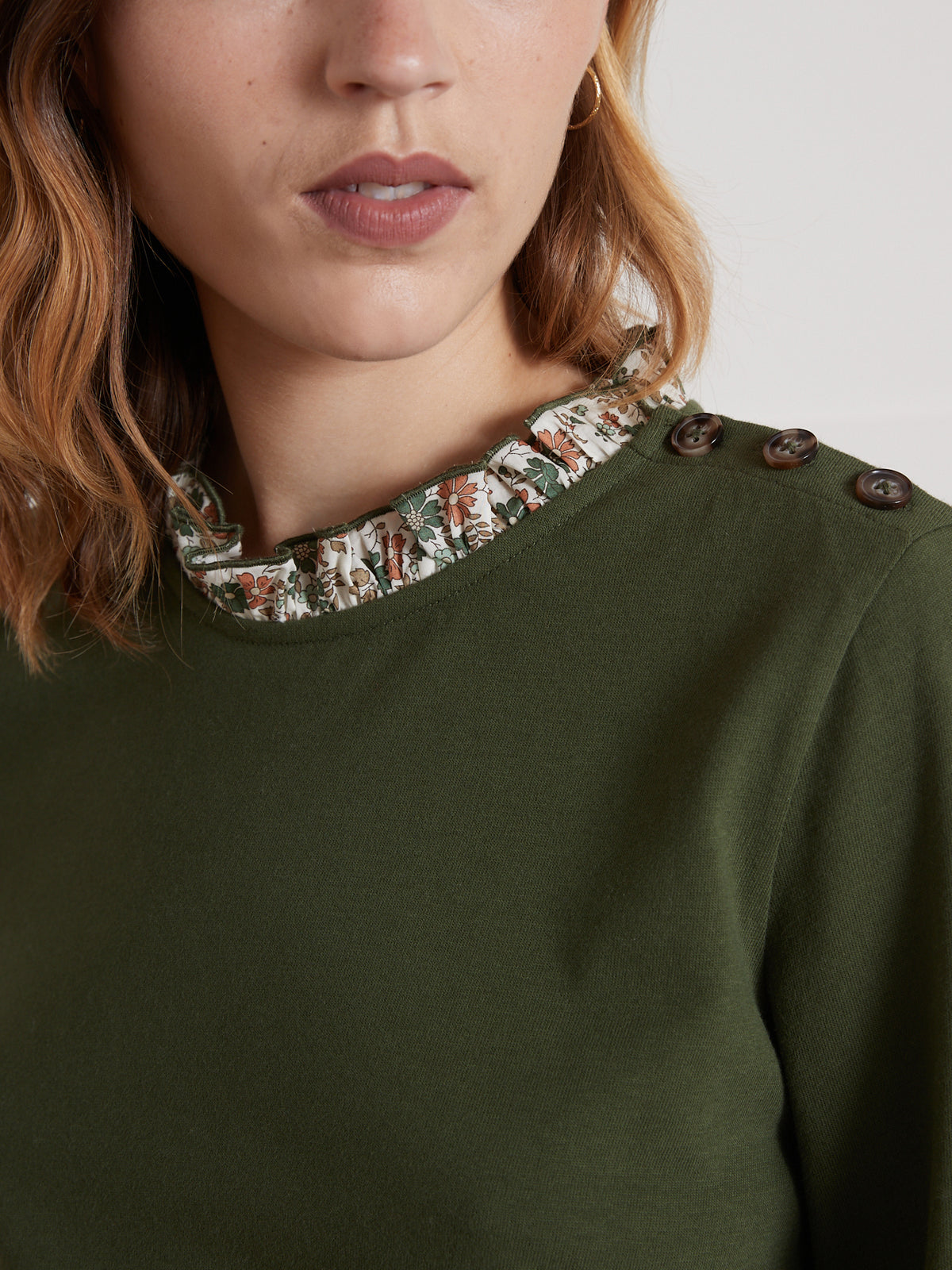 Damen T-Shirt mit Kragen aus Liberty-Stoff - Bio-Baumwolle