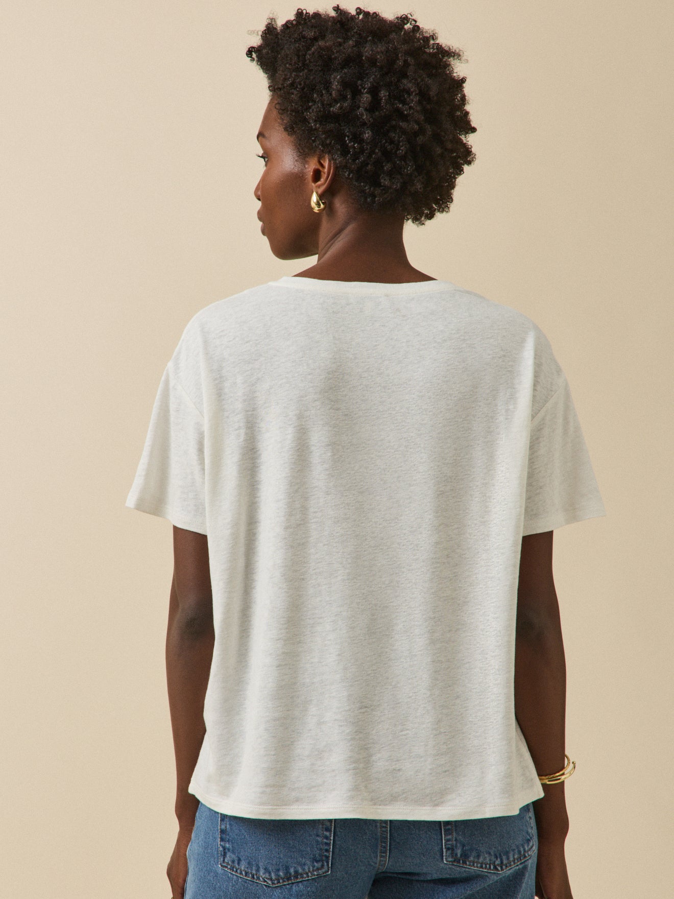 Damenbluse aus Leinen und Viskose mit V-Ausschnitt