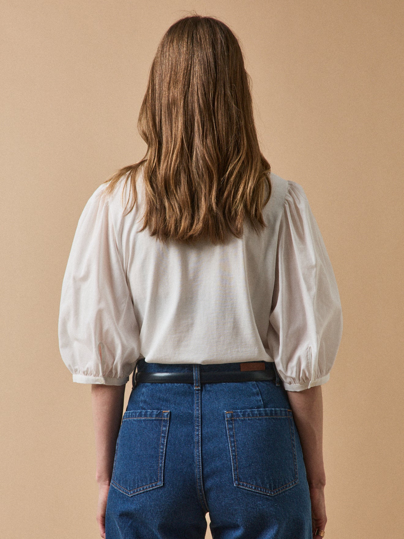 Damen-T-Shirt im Material-Mix